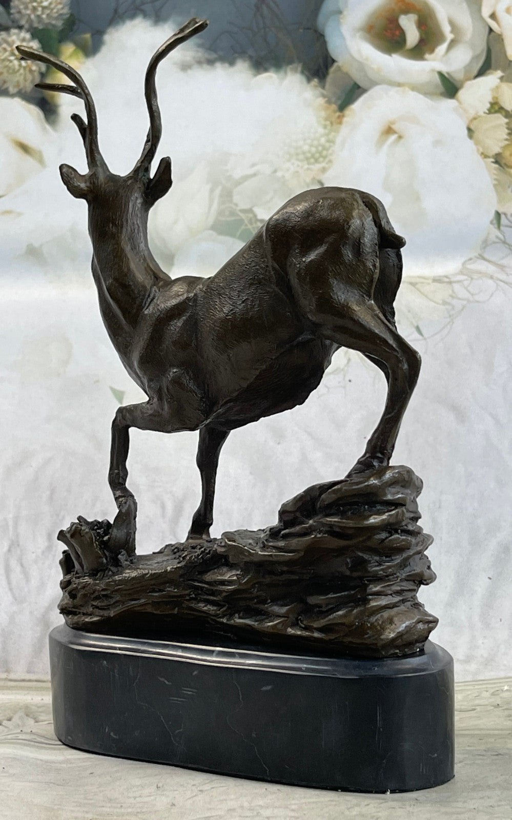 Bronze Gift collectible sculpture Majestic Bronze Deer Stag Buck Sculpture Figur