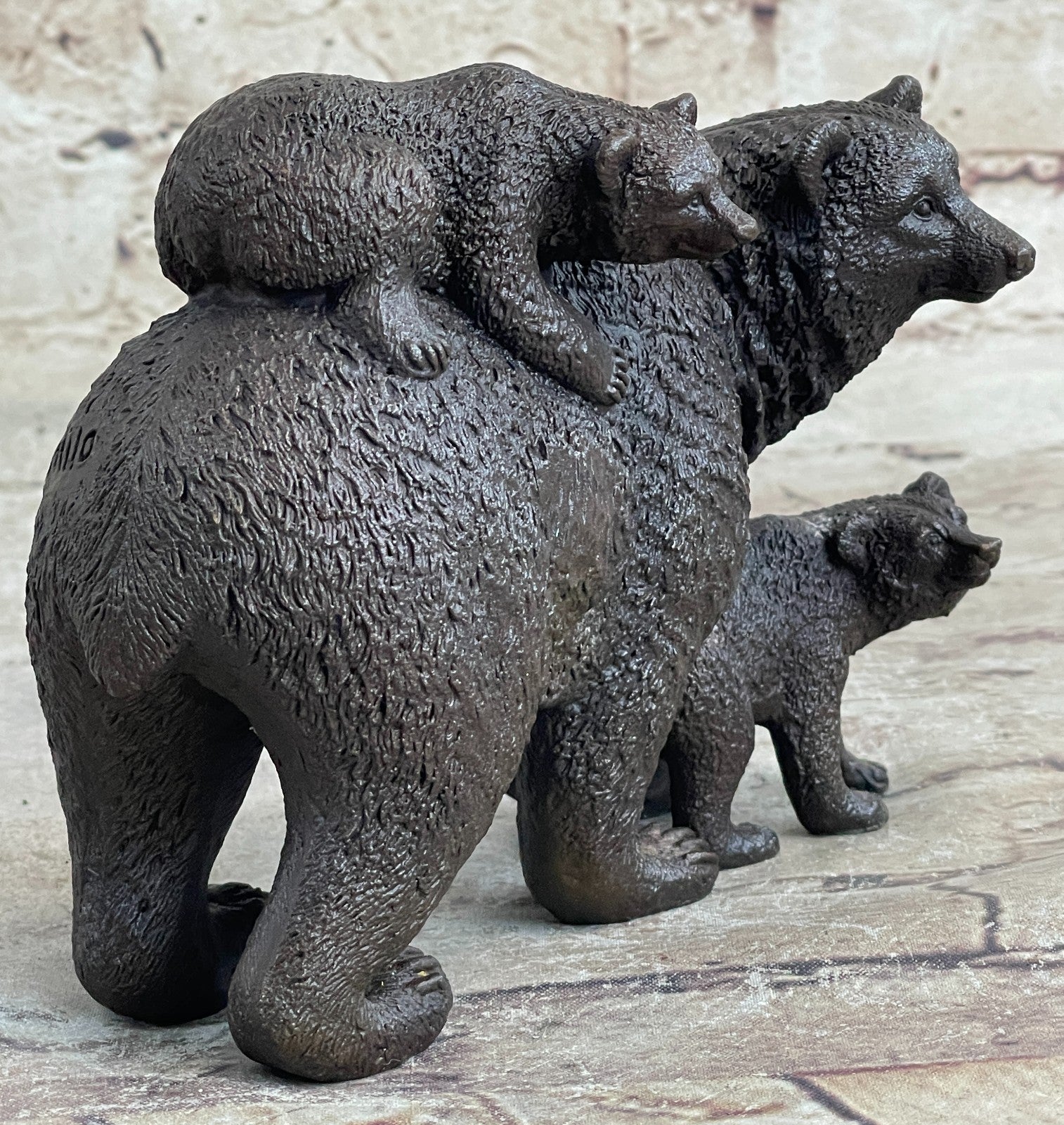 Art Deco Western Art Black Bear Group Wildlife Home Cabin Bronze Sculpture Milo