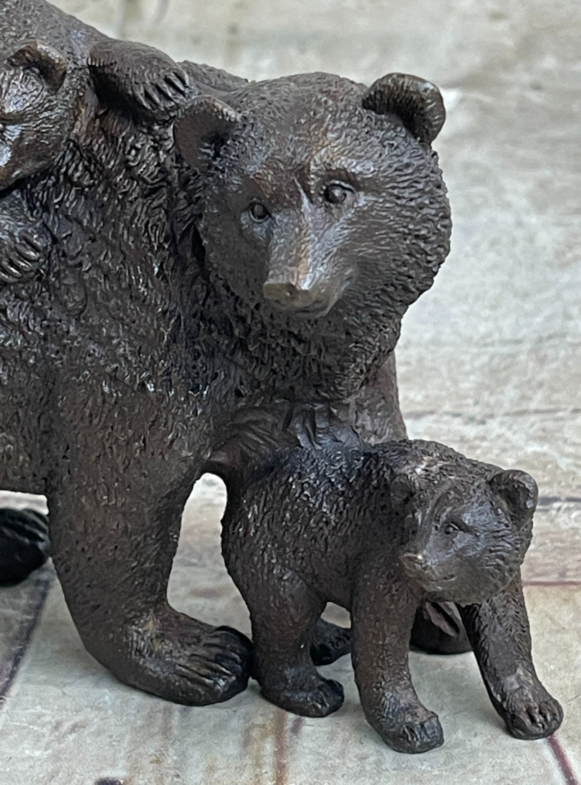 Art Deco Western Art Black Bear Group Wildlife Home Cabin Bronze Sculpture Milo