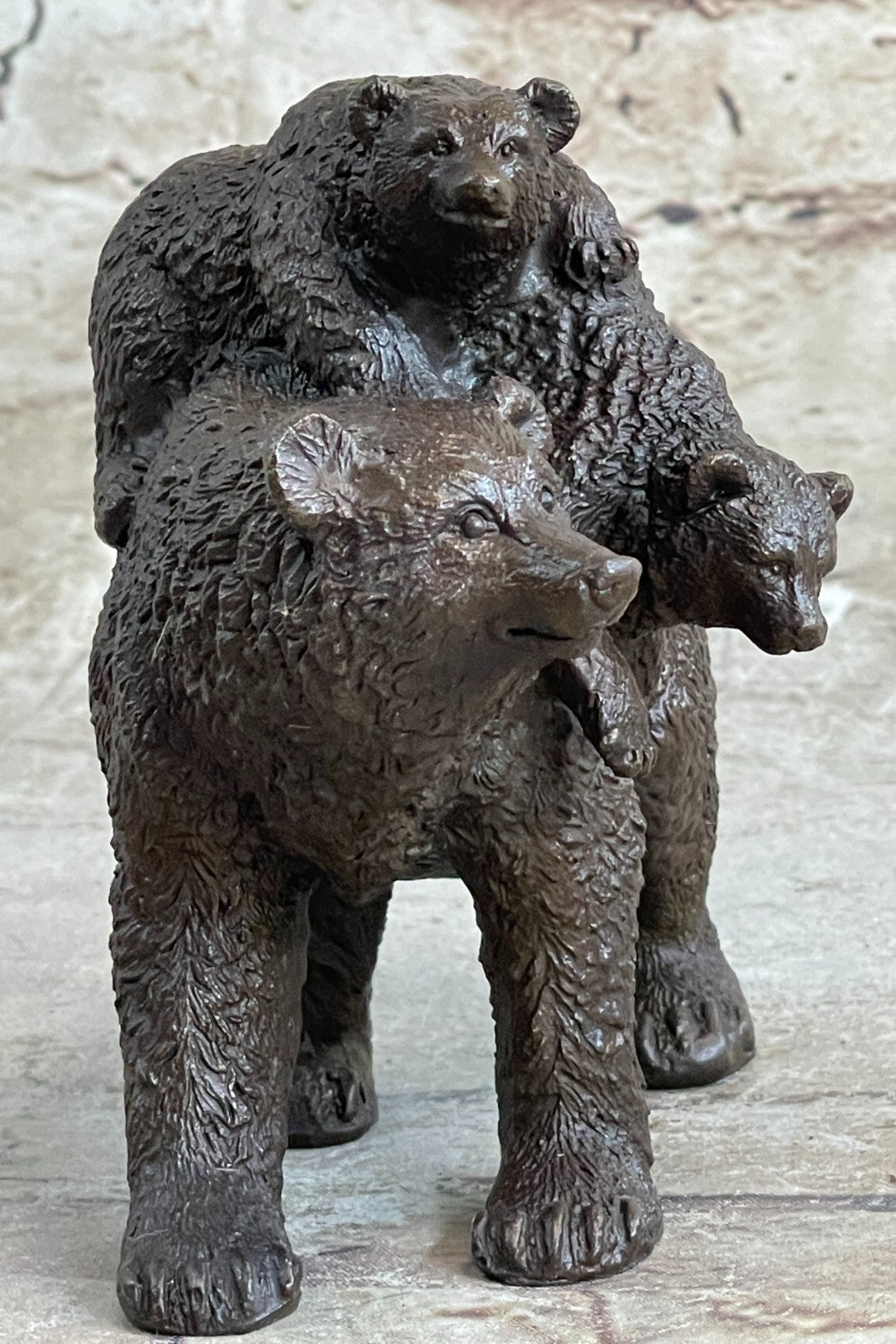 Handcrafted bronze sculpture SALE Western Cub Mother Bear Black Original Signed