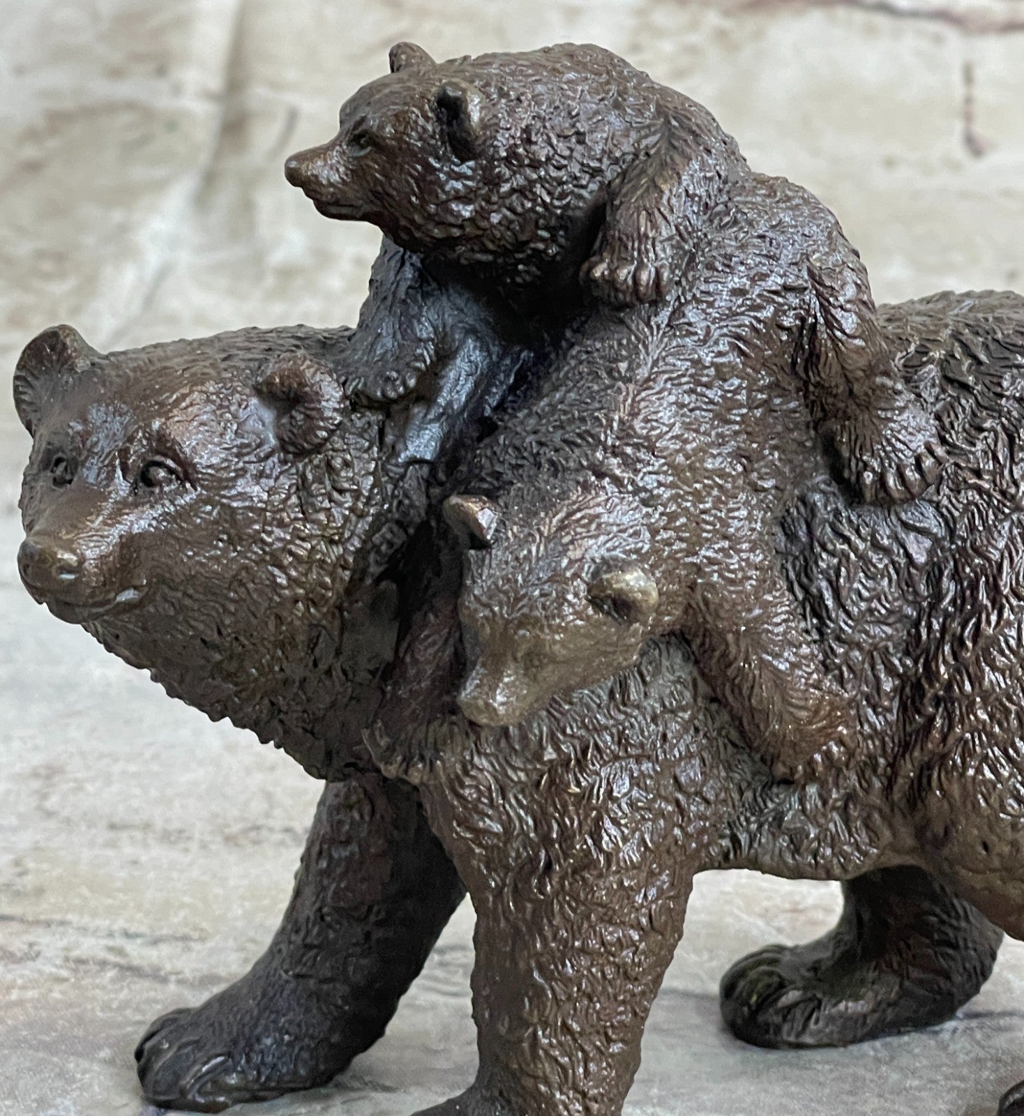 Handcrafted bronze sculpture SALE Western Cub Mother Bear Black Original Signed