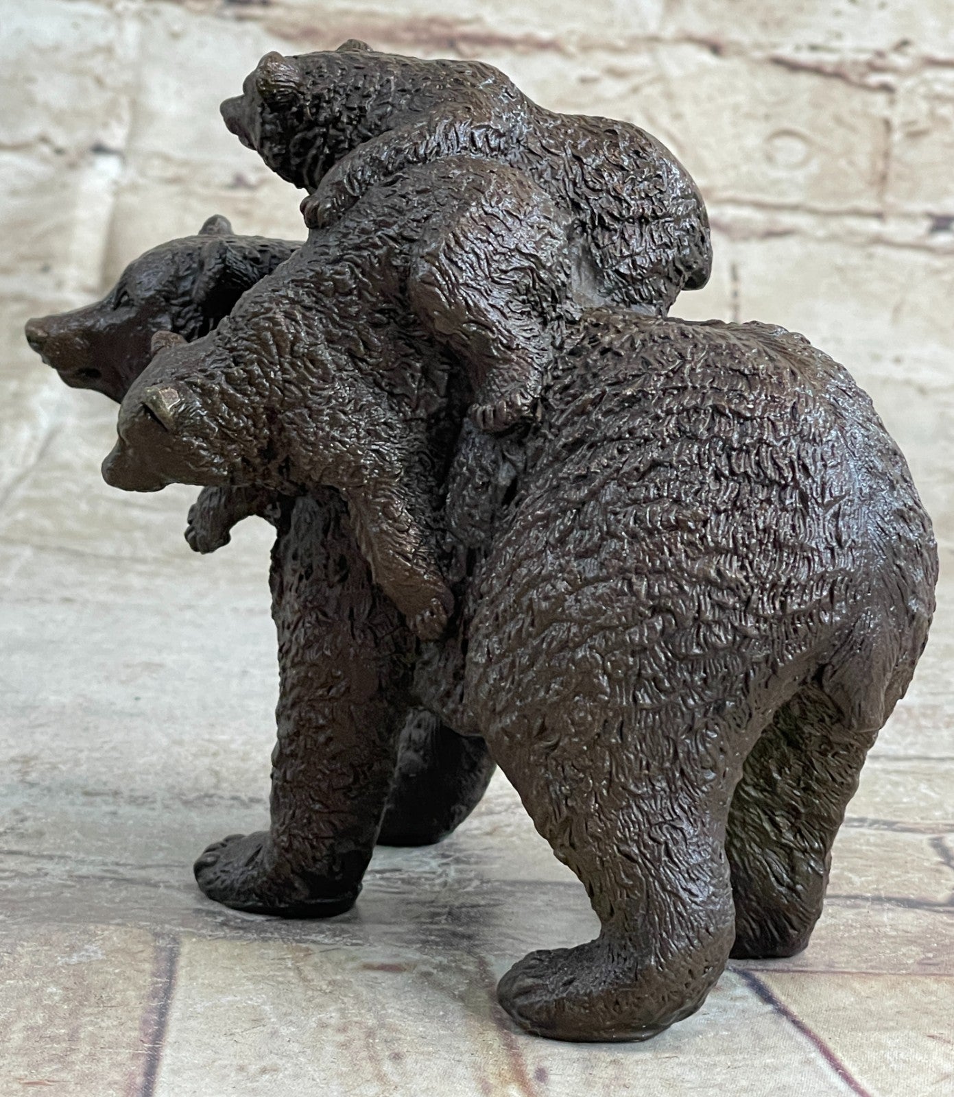 Handcrafted bronze sculpture SALE Western Cub Mother Bear Black Original Signed