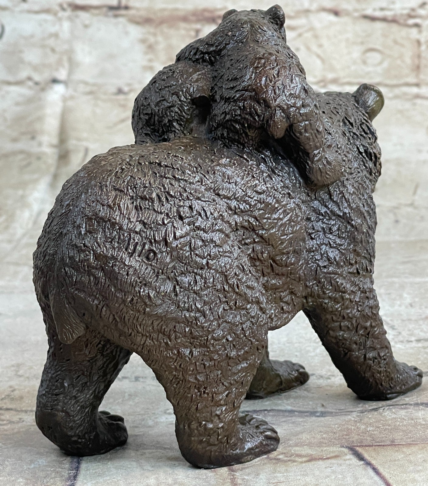 Handcrafted bronze sculpture SALE Western Cub Mother Bear Black Original Signed