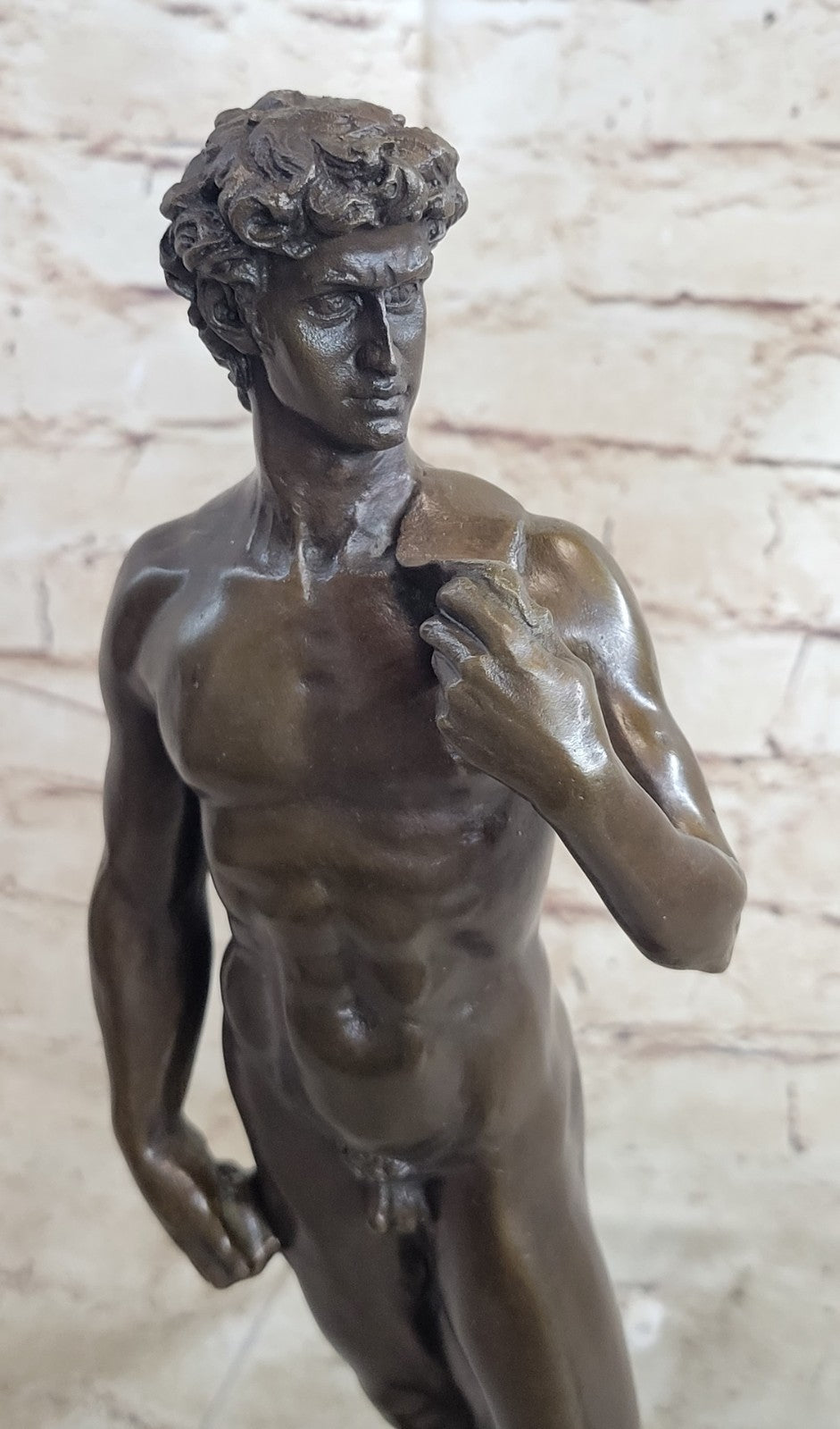 Handcrafted David Nude Naked Bronze Sculpture Classic Louver Museum Artwork