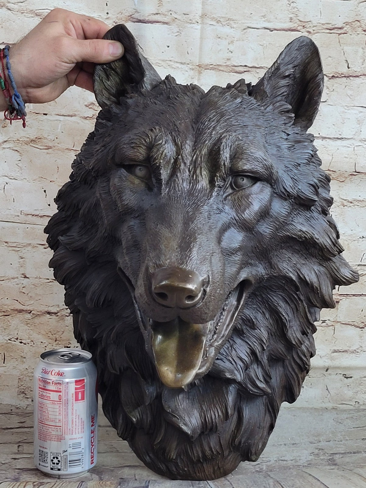 19`` bronze art sculpture good home decorate statue wall hanging wolf