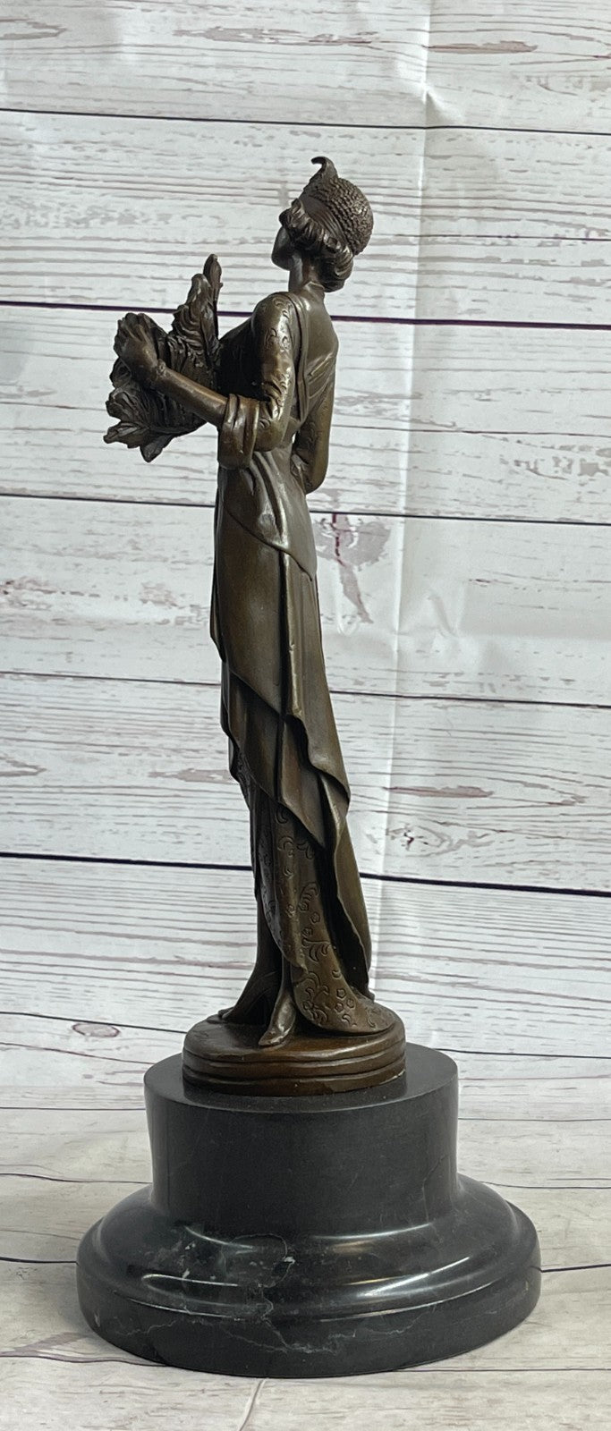 Handcrafted bronze sculpture SALE Art Gown Feather Milo *