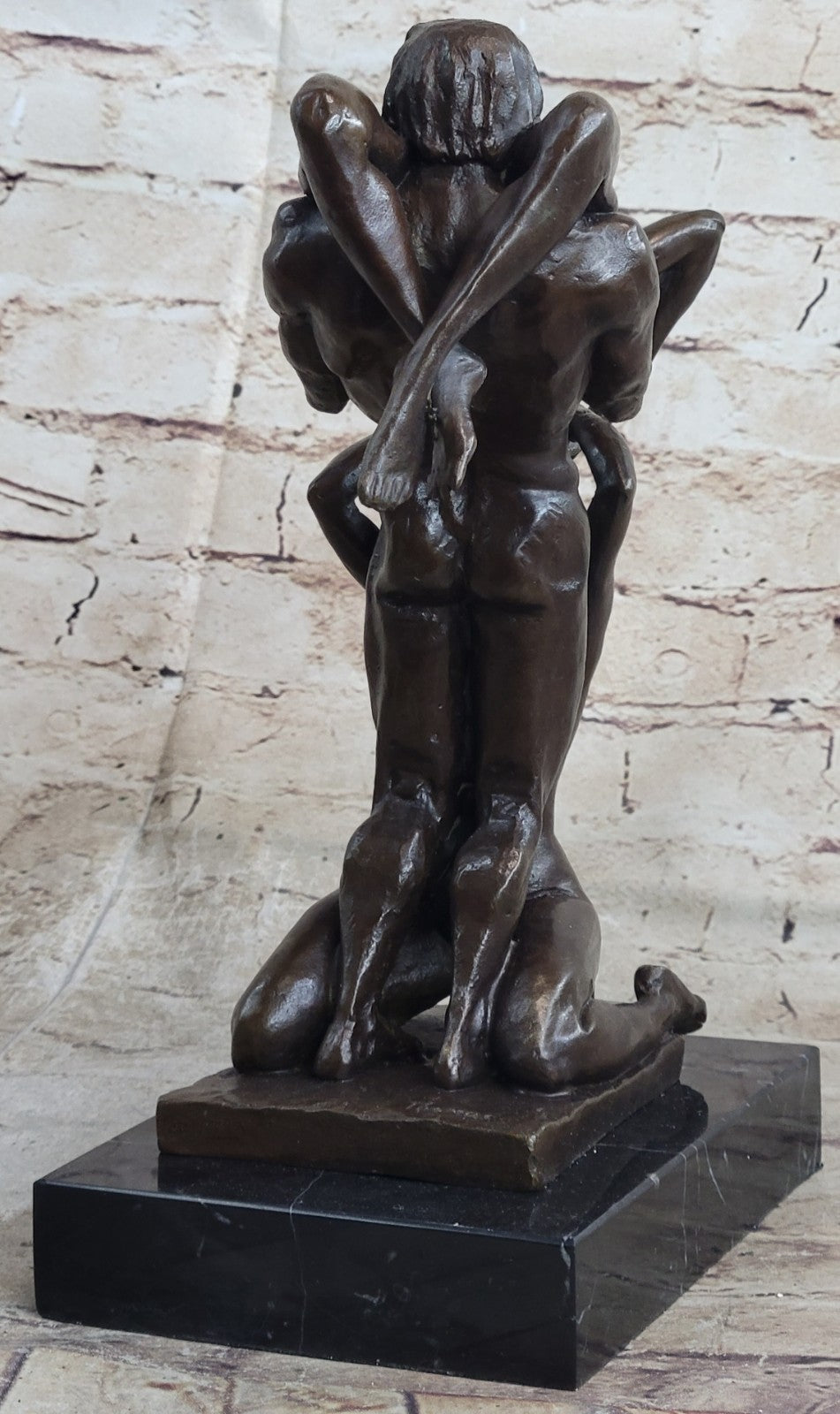 Bronze Sculpture 3 Way Action Nude Naked Man and Two Woman Bronze Scul