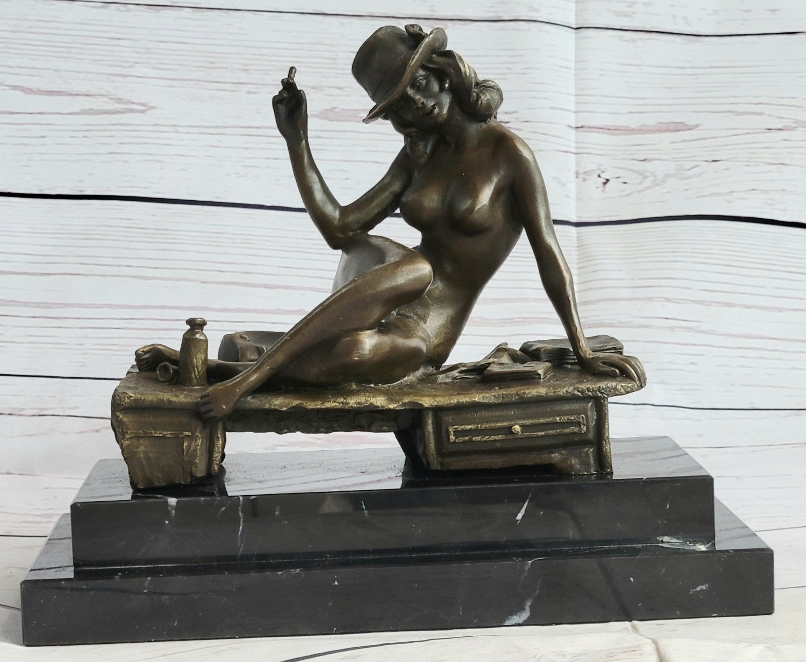 Actress 100% Solid Bronze Statue Dancer Sexy Jazz Singer Classic Art Deco Deal