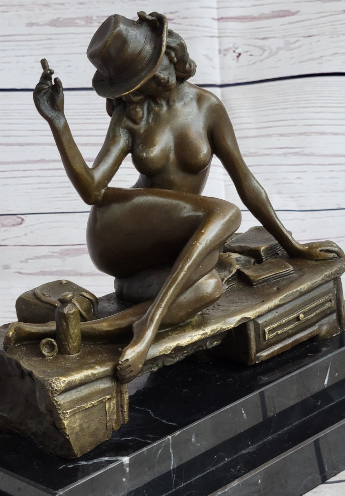 Actress 100% Solid Bronze Statue Dancer Sexy Jazz Singer Classic Art Deco Deal