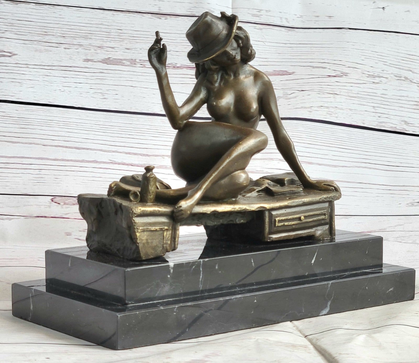 Actress 100% Solid Bronze Statue Dancer Sexy Jazz Singer Classic Art Deco Deal