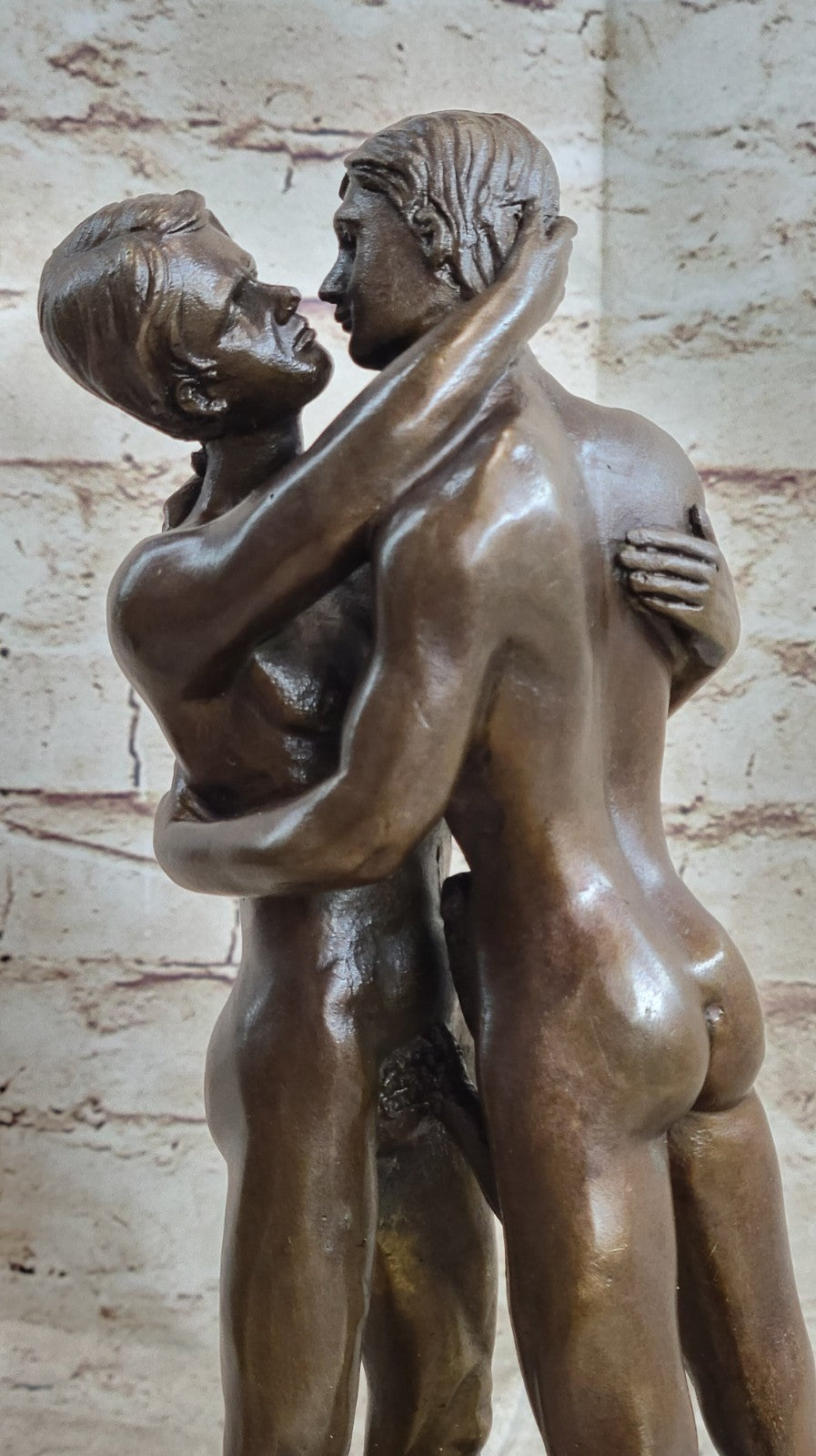 Two Gay Men Erotic Nude Naked Bronze Sculpture Statue Home Office Deco