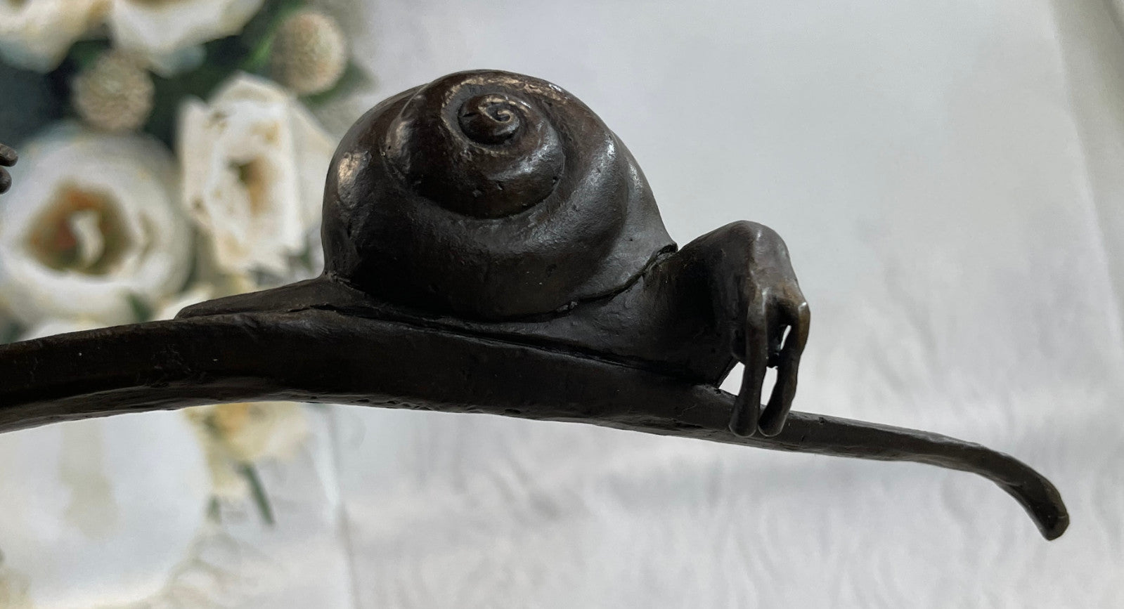 Hand Made By Lost Wax Method Few Snails on a Branch Abstract Modern Art