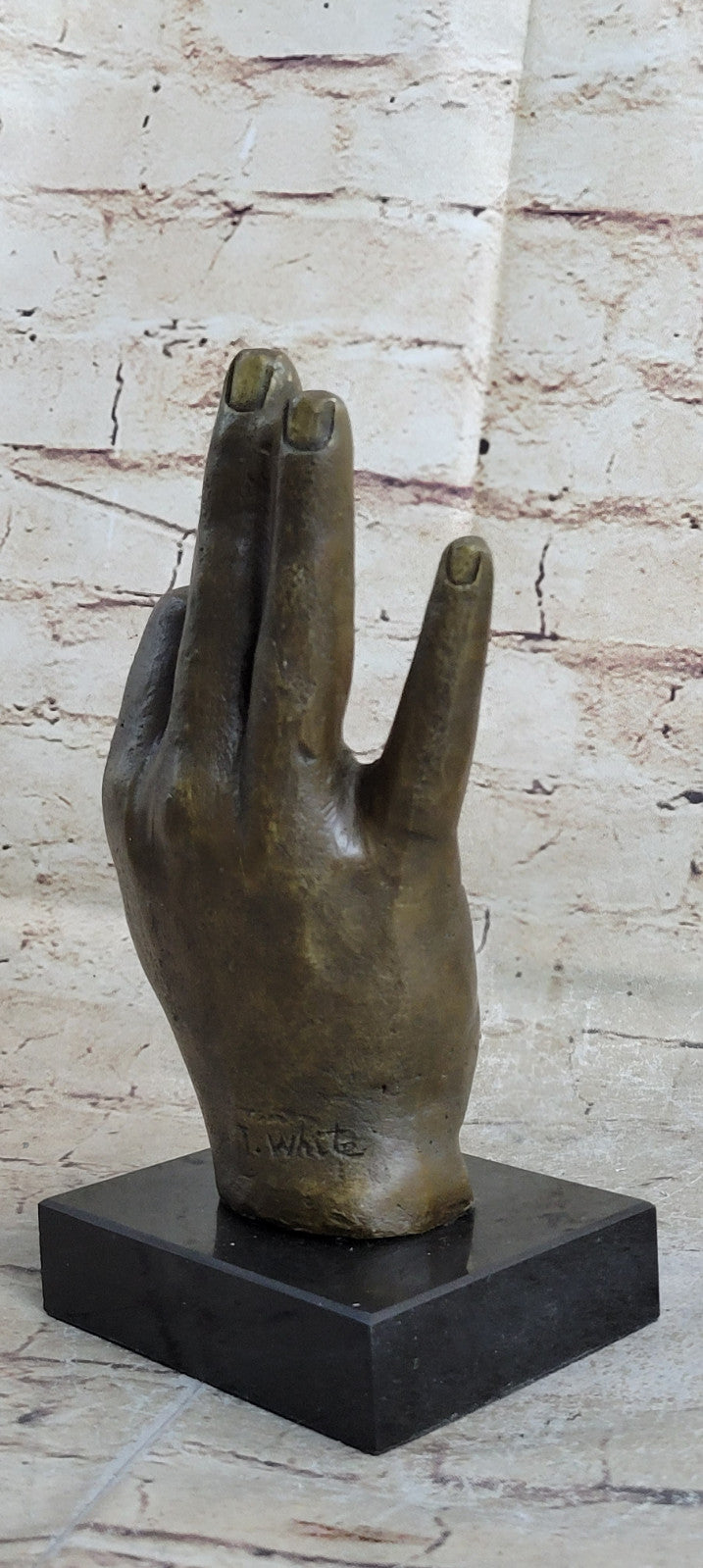 Signed Original ~T. White~ OK Hand Gesture Bronze Masterpiece Classic Artwork