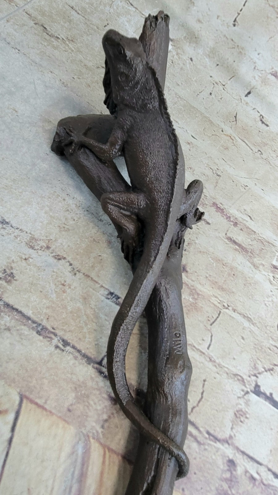 Solid bronze Sculpture komodo dragon Monitor varanidae Varanus Lizard Figure