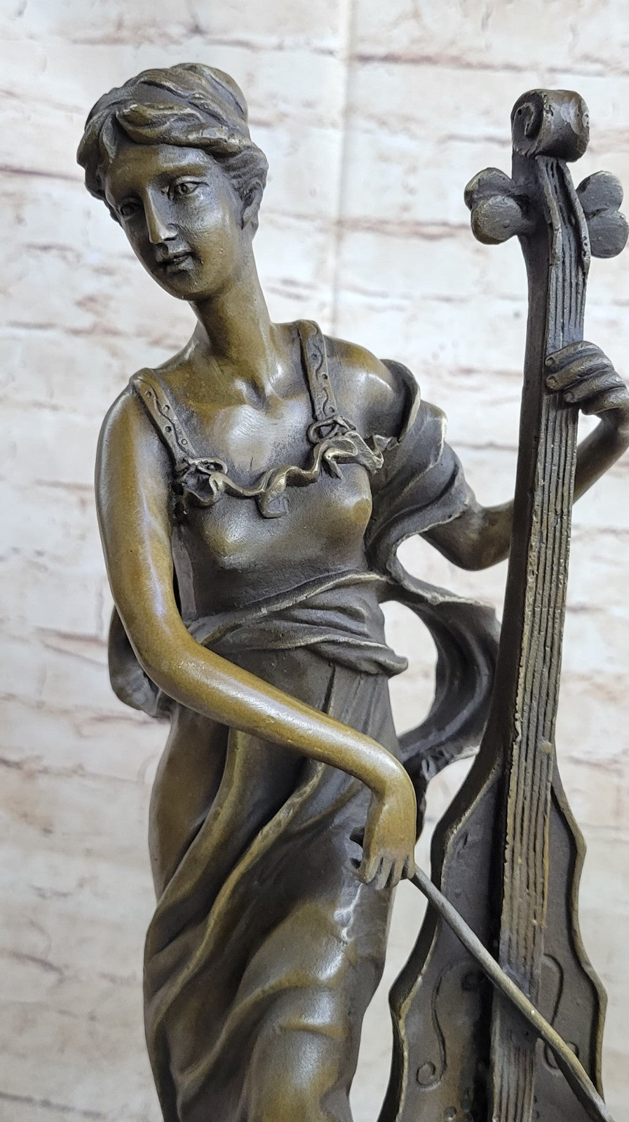 Modernist Musician Bronze Sculpture Cello Instrument Player Signed Leonard Sale