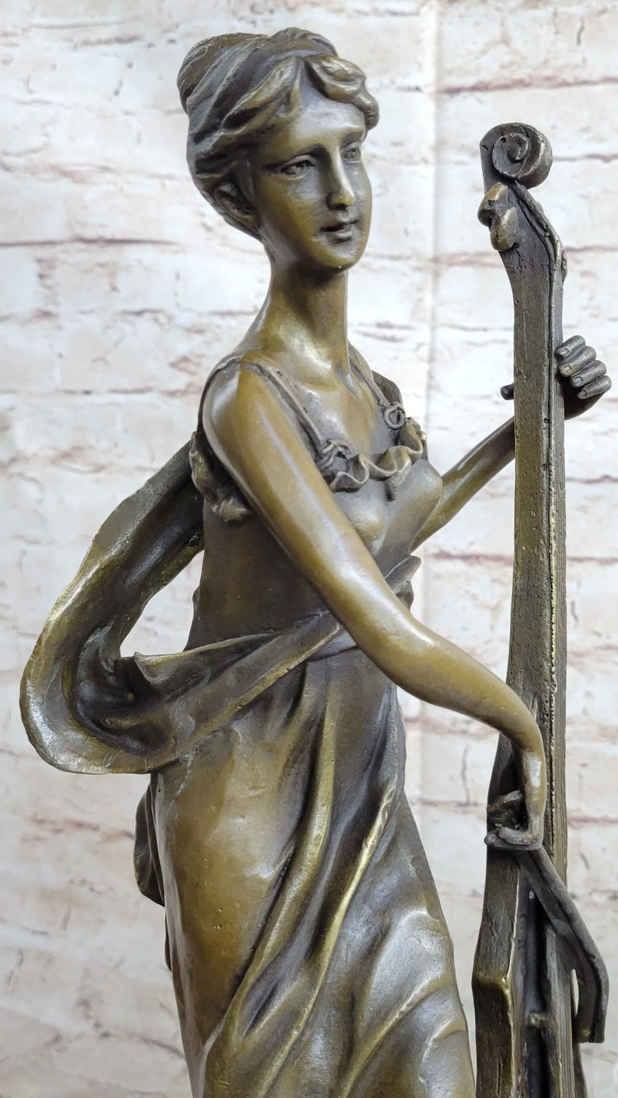 Modernist Musician Bronze Sculpture Cello Instrument Player Signed Leonard Sale