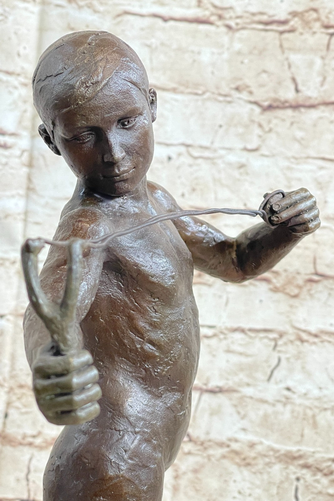 Boy with Catapult European Bronze Museum & Art Gallery Nude Decor Statue