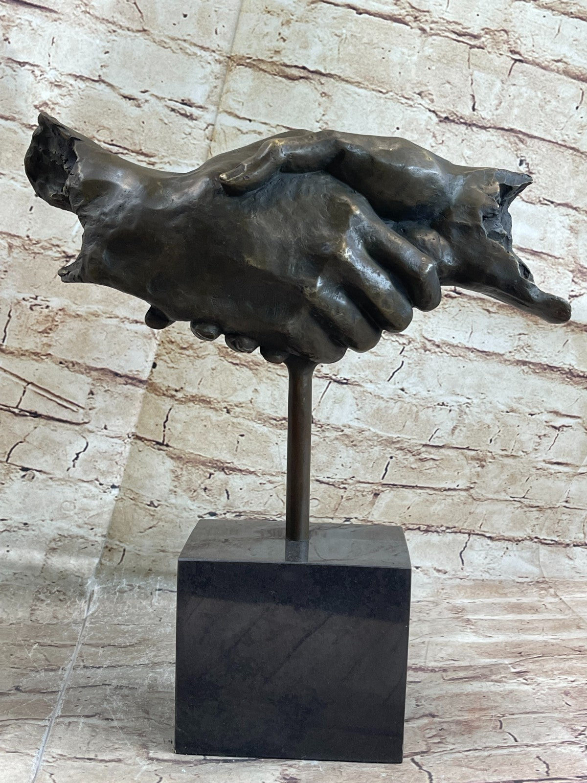 Modern Abstract Art Two Shaking Hand by Dali Bronze Sculpture Figurine Figure