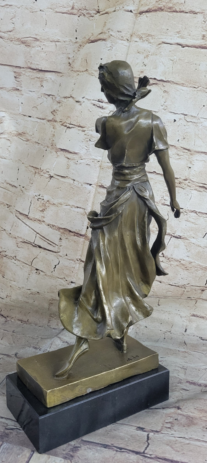 VINTAGE ART DECO 100% SOLID BRONZE ART WORK WOMAN DANCER SCULPTURE STATUE