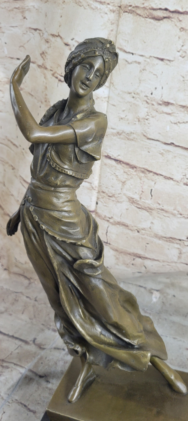 VINTAGE ART DECO 100% SOLID BRONZE ART WORK WOMAN DANCER SCULPTURE STATUE