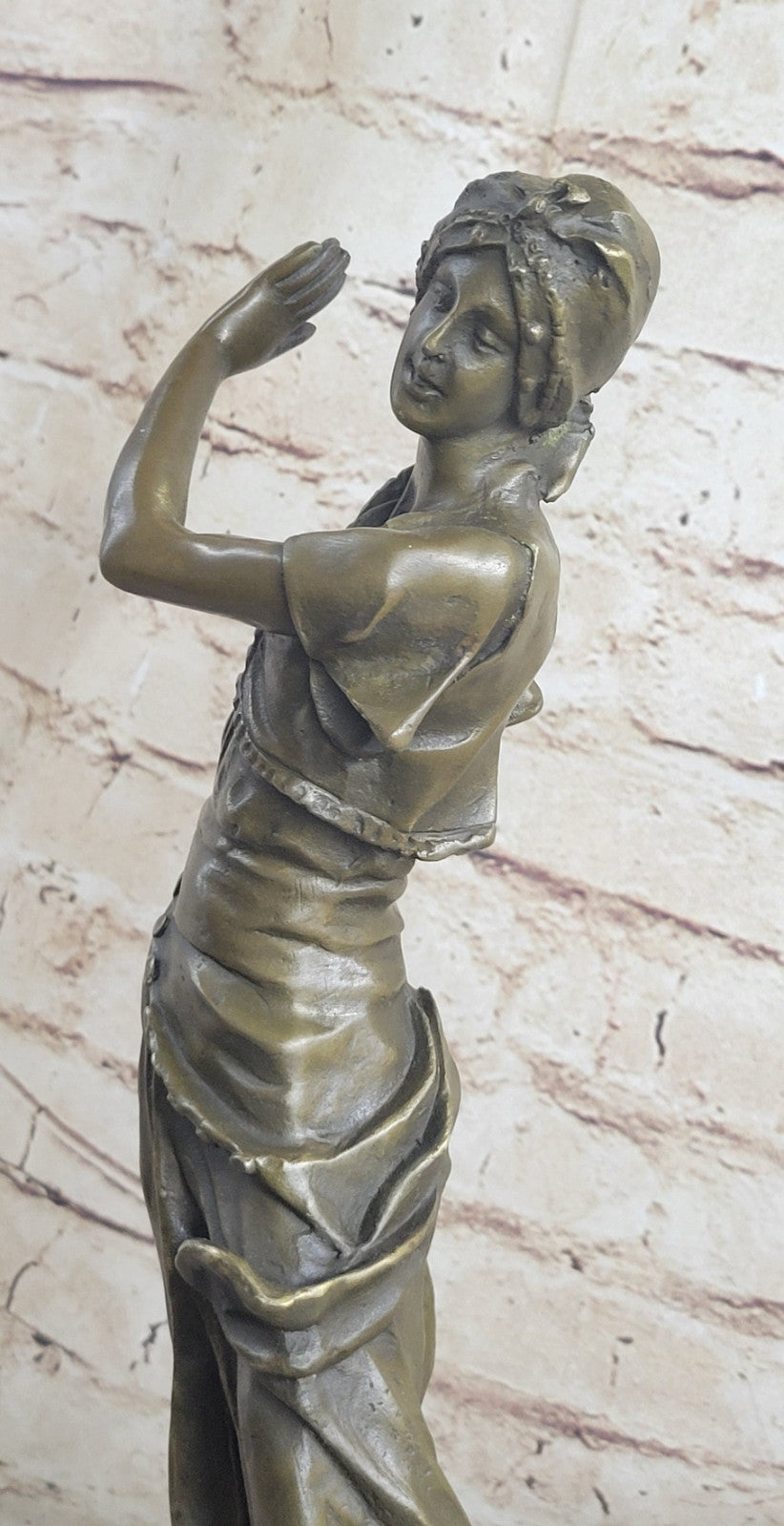 VINTAGE ART DECO 100% SOLID BRONZE ART WORK WOMAN DANCER SCULPTURE STATUE