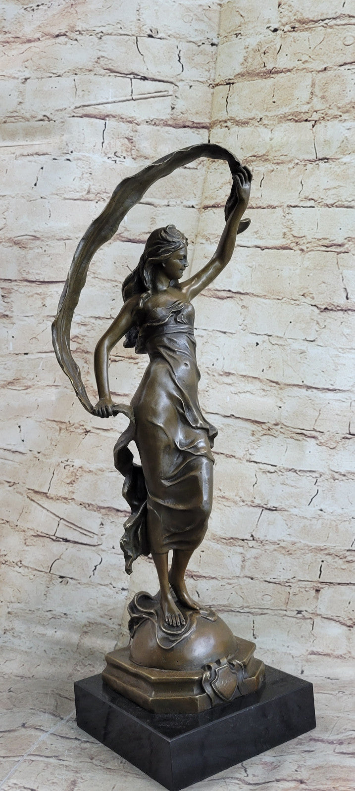 Original Art Nouveau Dancer By Italian Artist Aldo Vitaleh Bronze Sculpture SALE