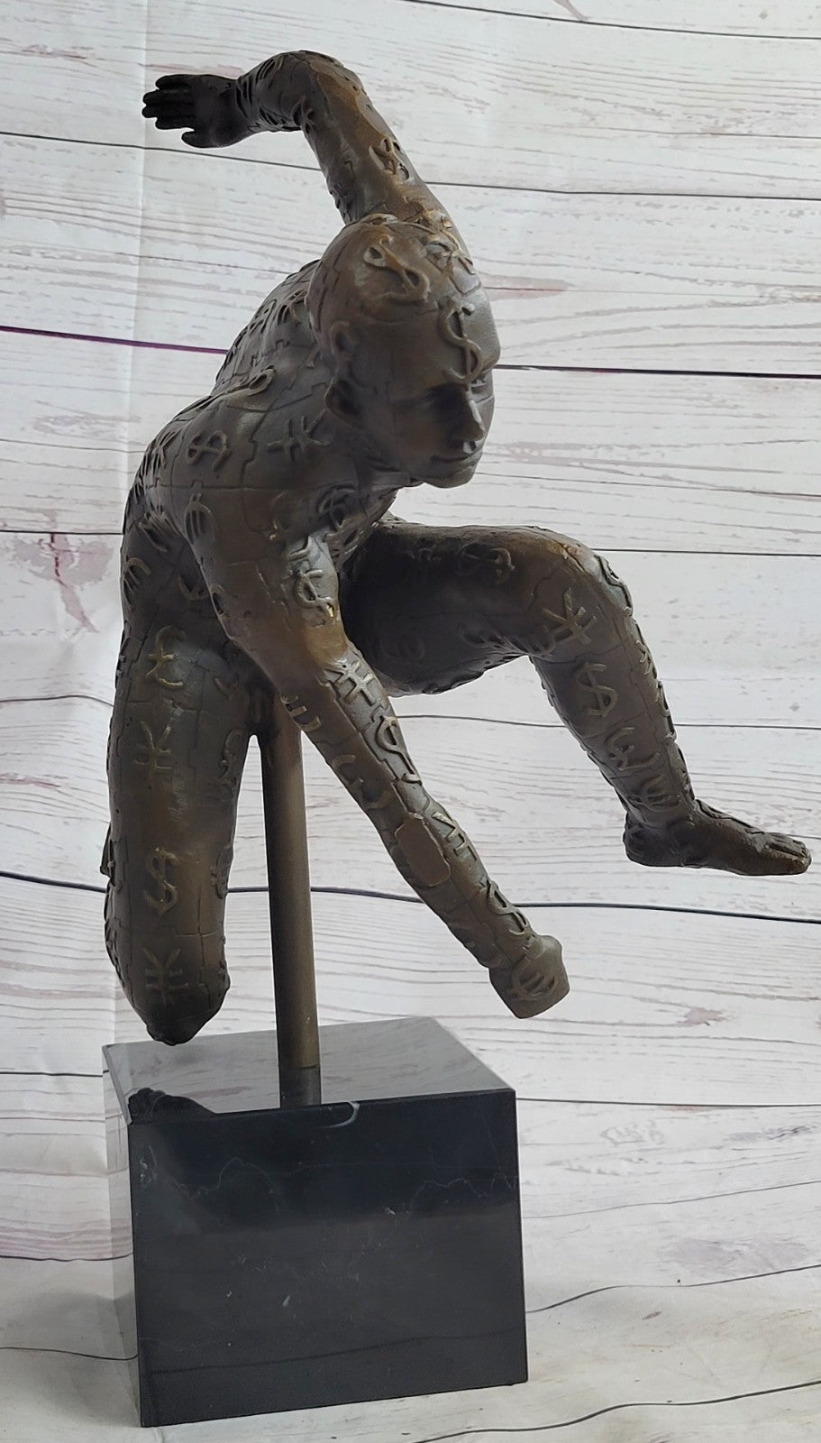 MID CENTURY BRUTALIST SALVADOR DALI ABSTRACT BRONZE NUDE MALE FIGURE ART STATUE