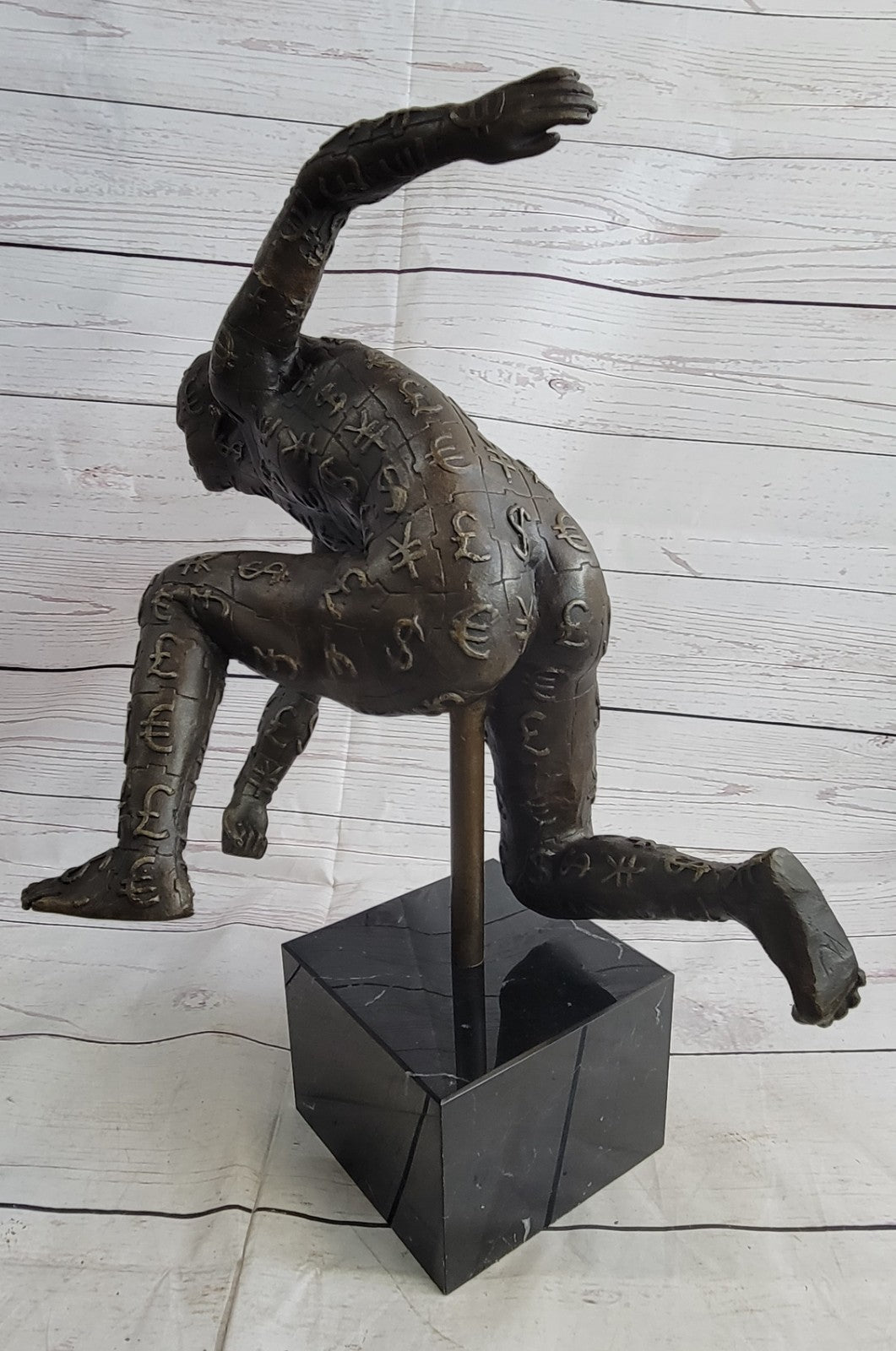 MID CENTURY BRUTALIST SALVADOR DALI ABSTRACT BRONZE NUDE MALE FIGURE ART STATUE