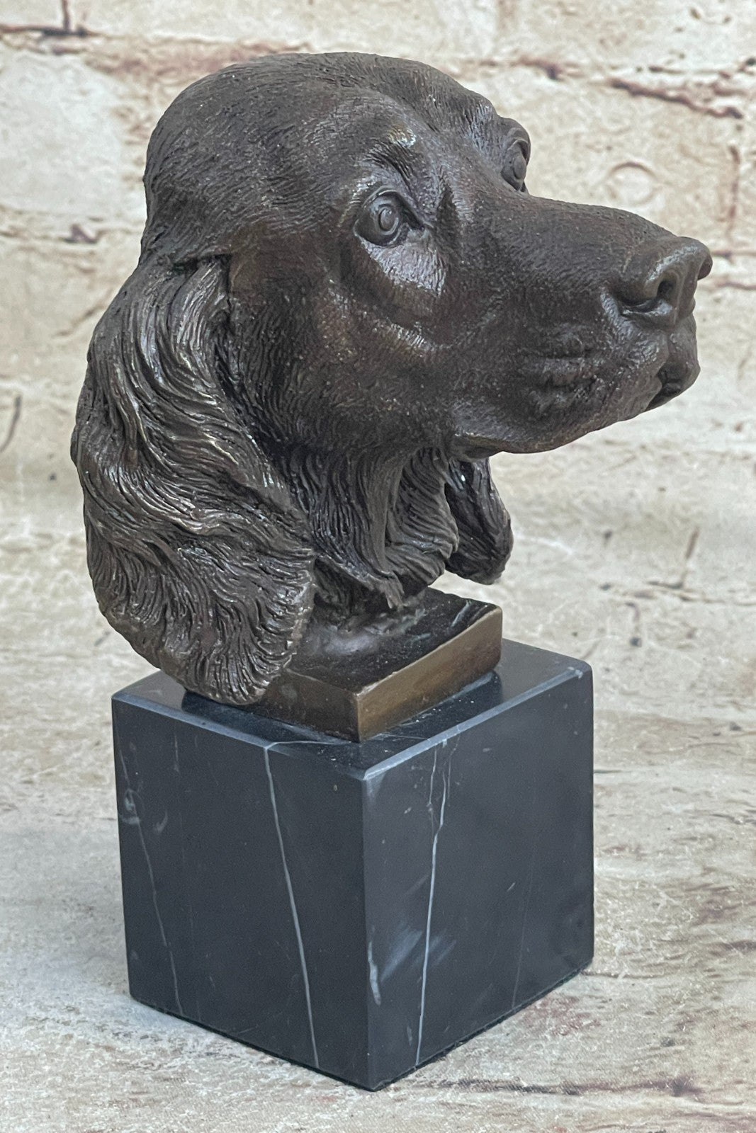 bronze sculpture Bookend Book End Animal Pet Dog Spaniel Cocker Bust Figurine