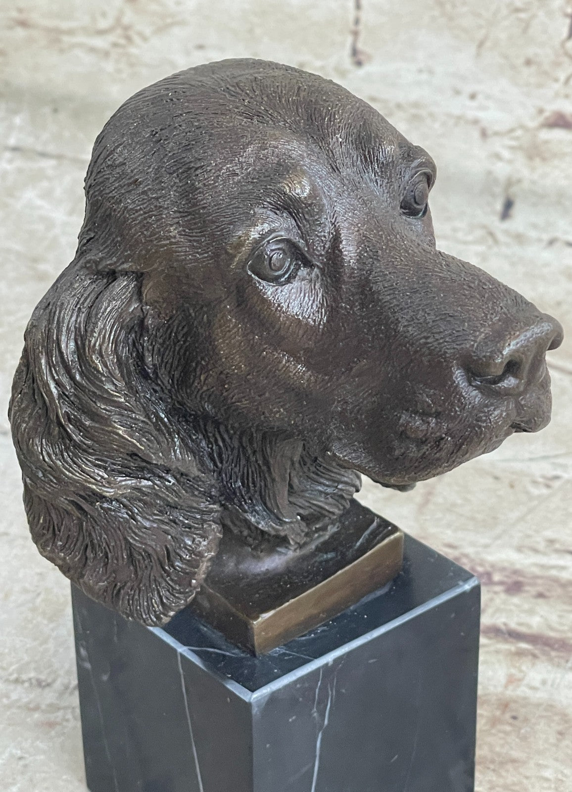 bronze sculpture Bookend Book End Animal Pet Dog Spaniel Cocker Bust Figurine