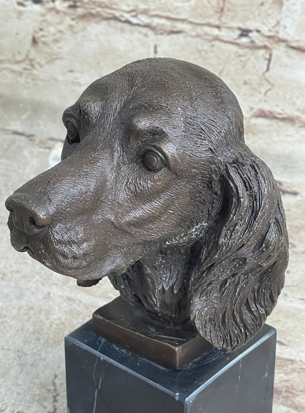 bronze sculpture Bookend Book End Animal Pet Dog Spaniel Cocker Bust Figurine