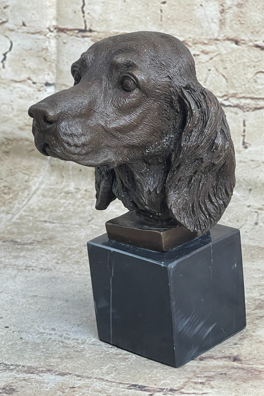 bronze sculpture Bookend Book End Animal Pet Dog Spaniel Cocker Bust Figurine