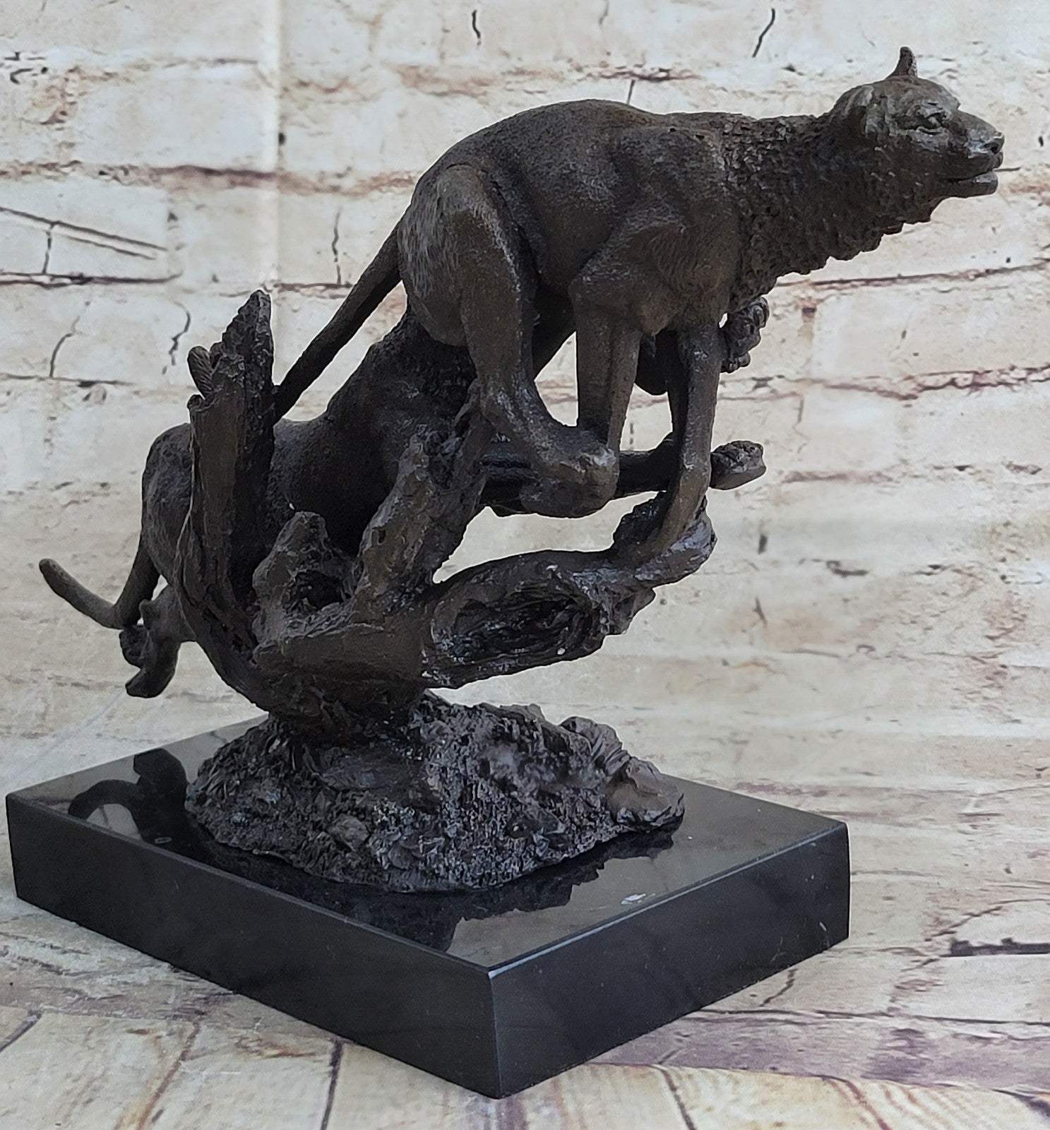 Handcrafted bronze sculpture SALE Jaguar/ Puma/Leopard/ Large Deco Art Superberb