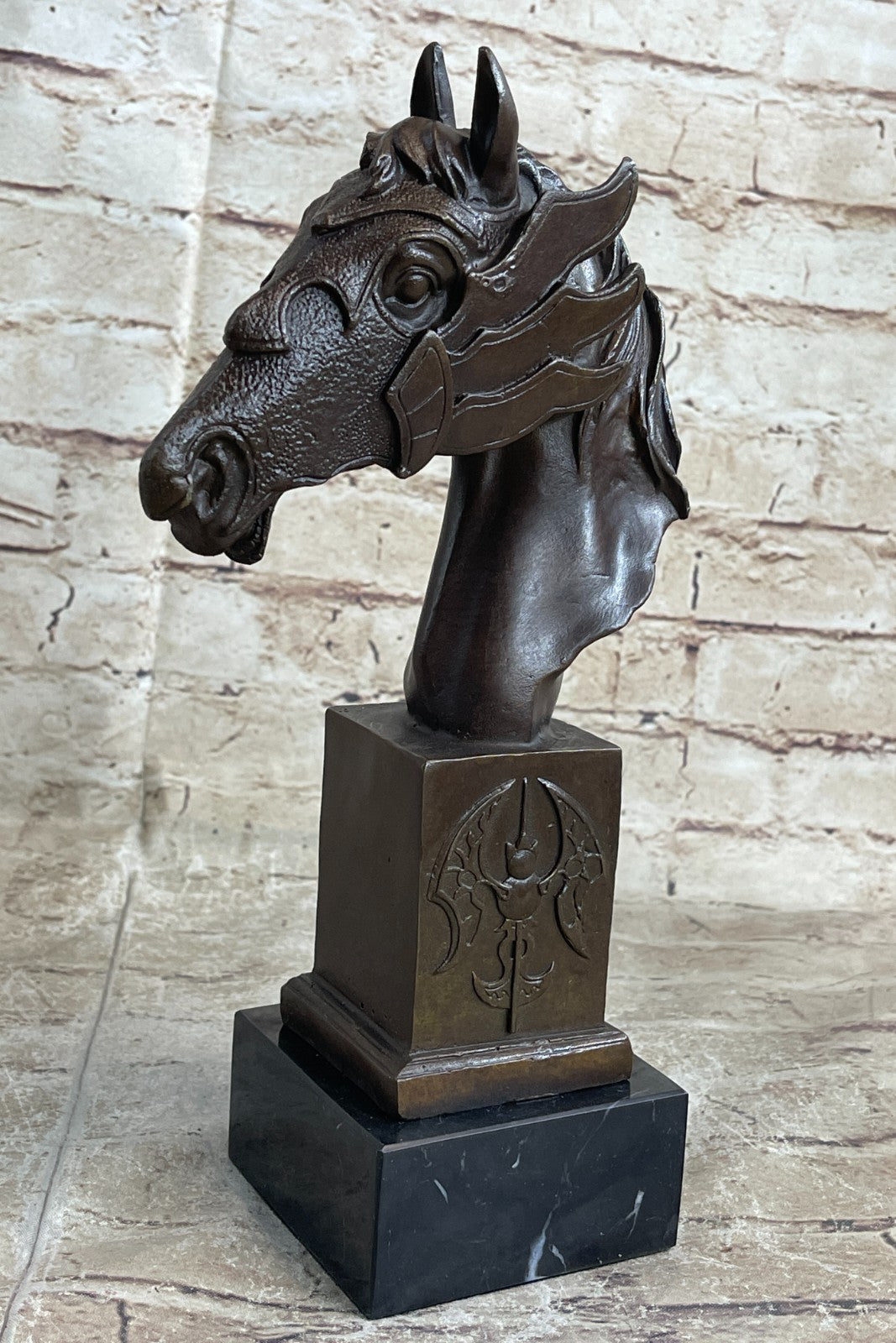 Handcrafted Gorgeous Bust Horse Head Bronze Sculpture Figurine Figure Deco