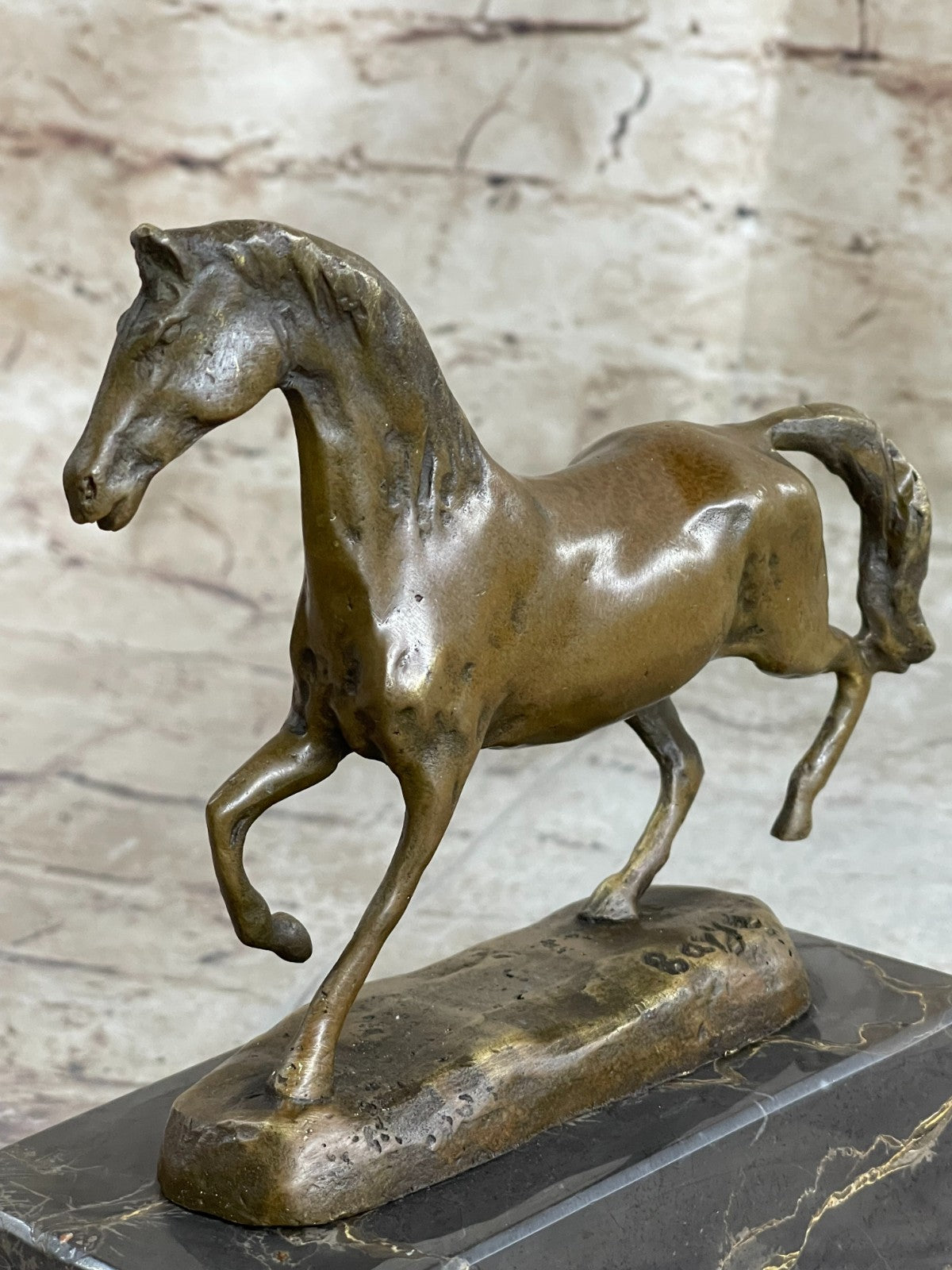 Handcrafted bronze sculpture SALE Marble Deco Art Marble Horse Galloping Figure