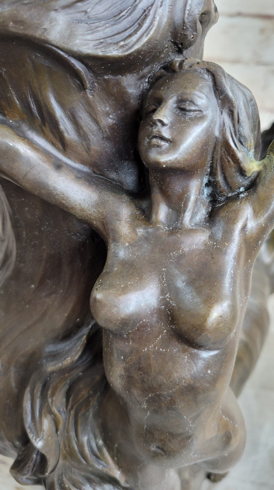 Victorian/Art Deco/Nouveau Brass/Copper/Bronze Nude Nymph/Fairy/Pixie