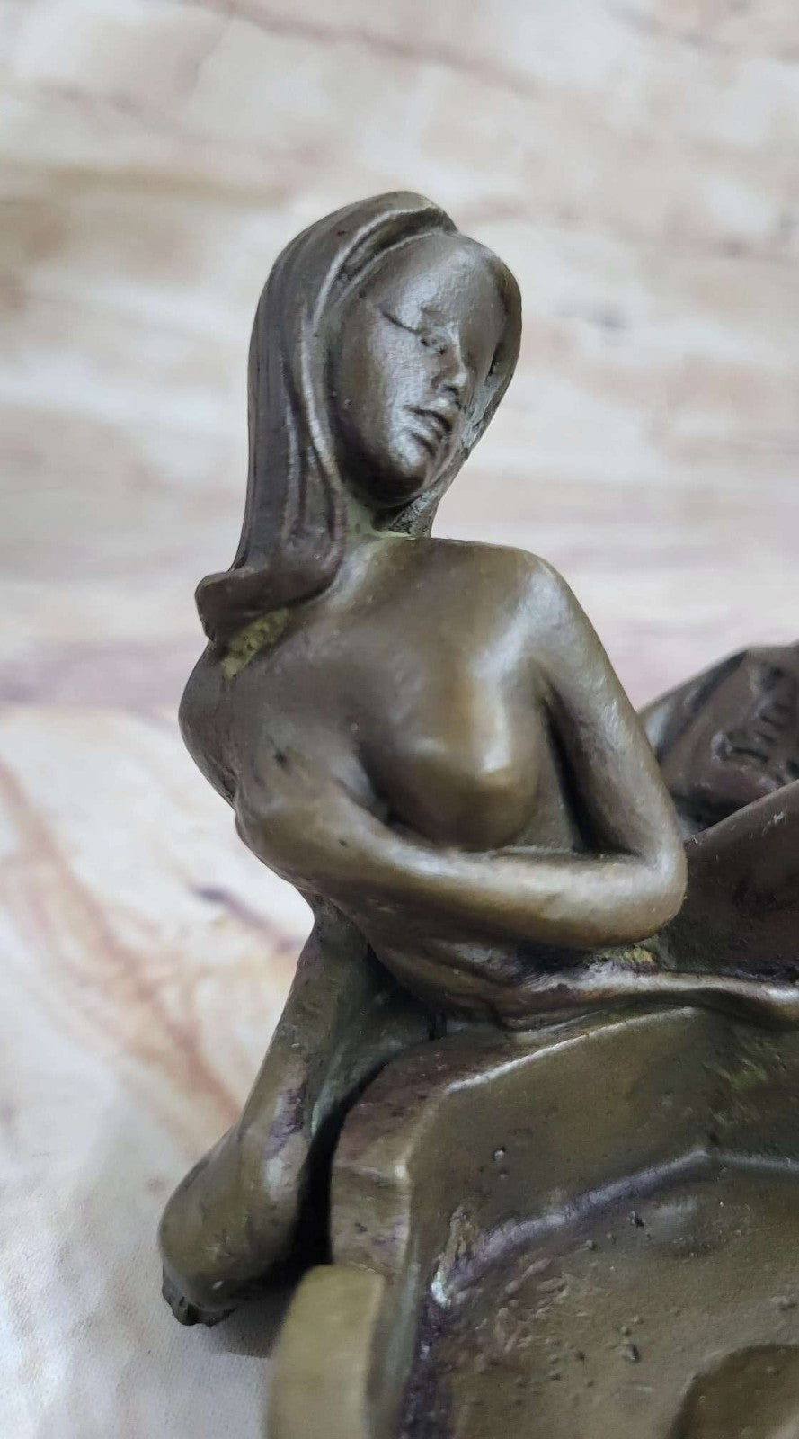 Skeleton Skull Nude Girl Ashtray Gothic Ashtray Special Bronze Statue