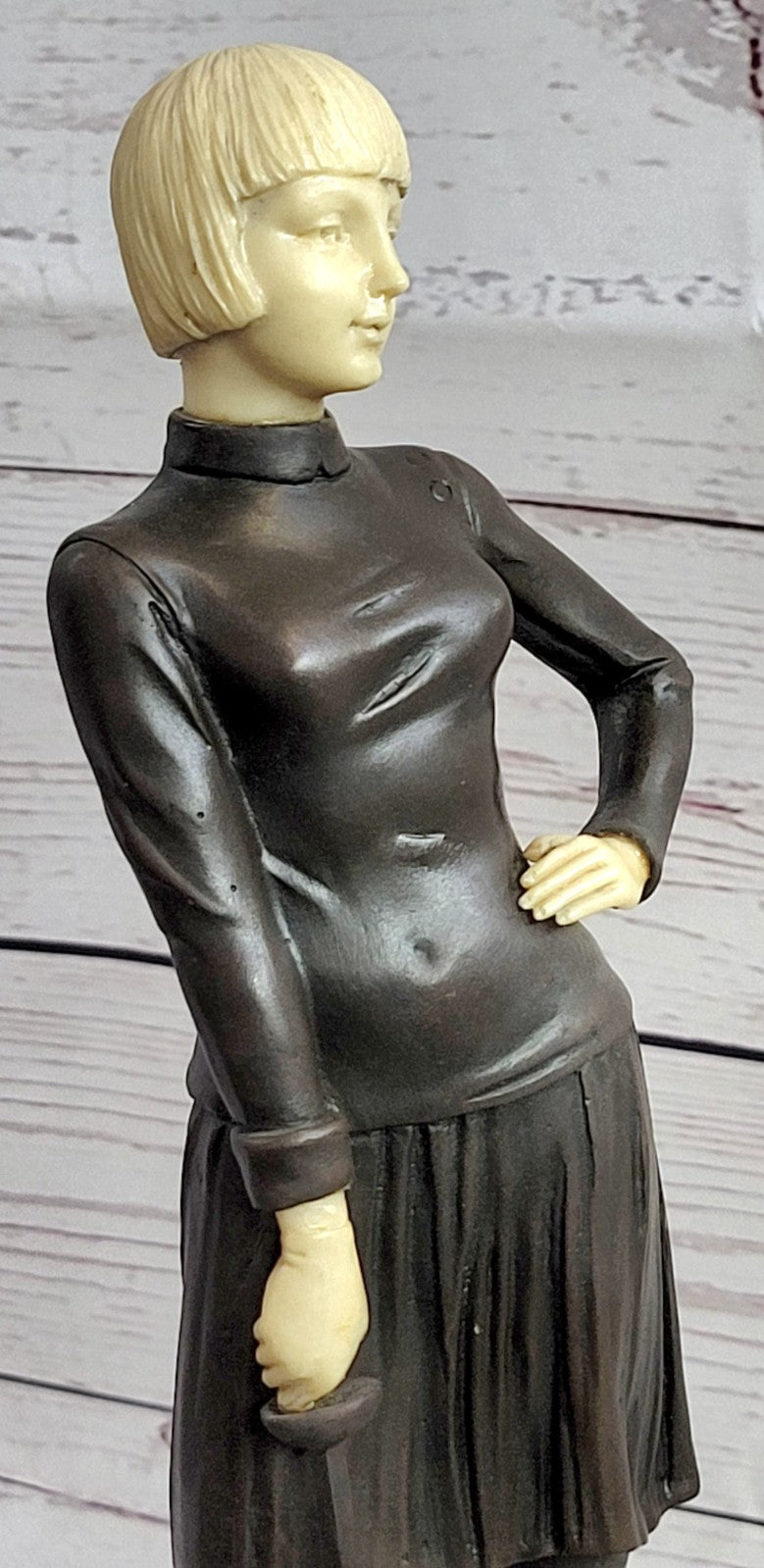 Art Nouveau Female Fencer Museum Quality Bronze Sculpture by Preiss Decor Figure