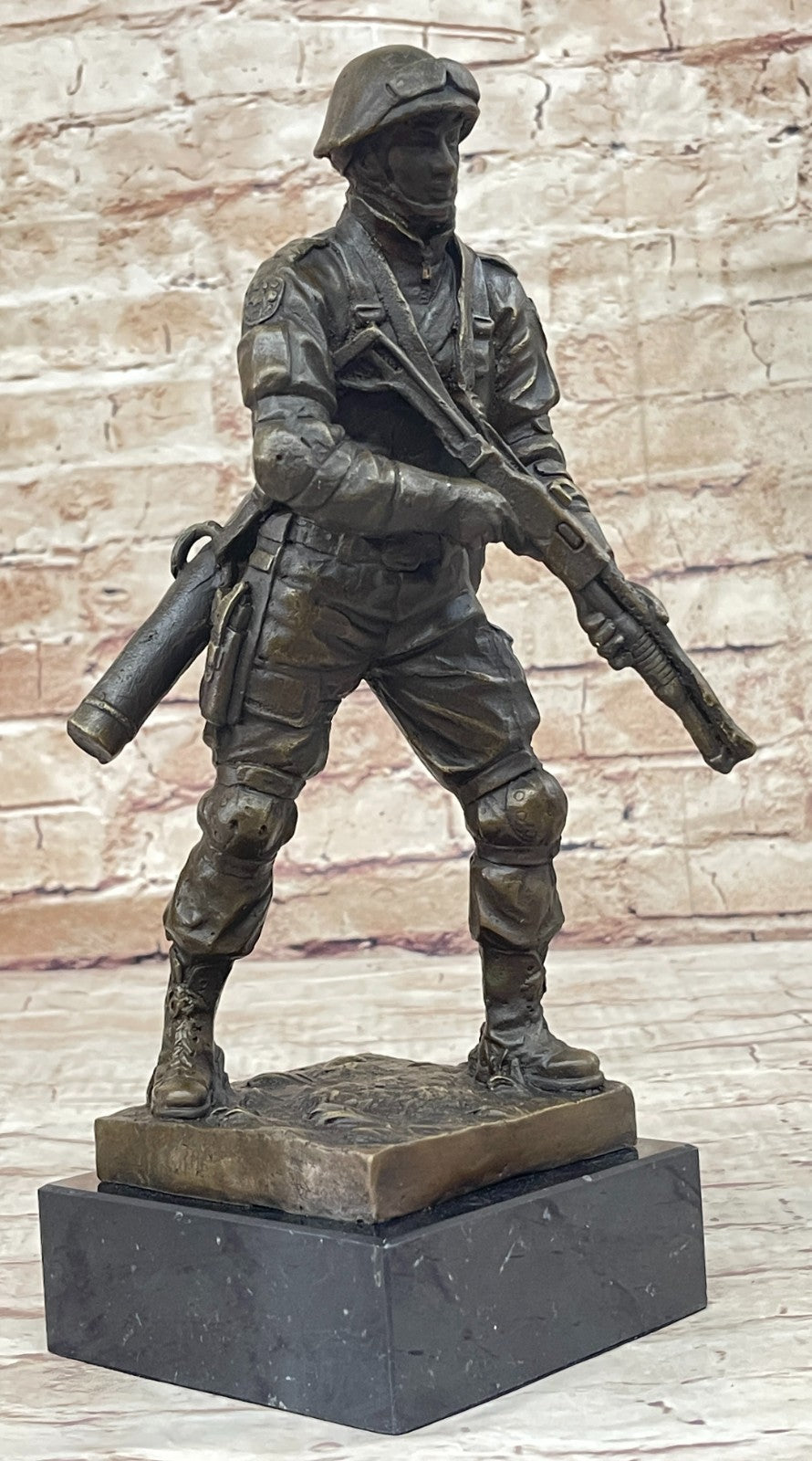 Milo`s Signed Soldier Sculpture: Bronze Artwork, Battle Field Figurine, Lost Wax Method