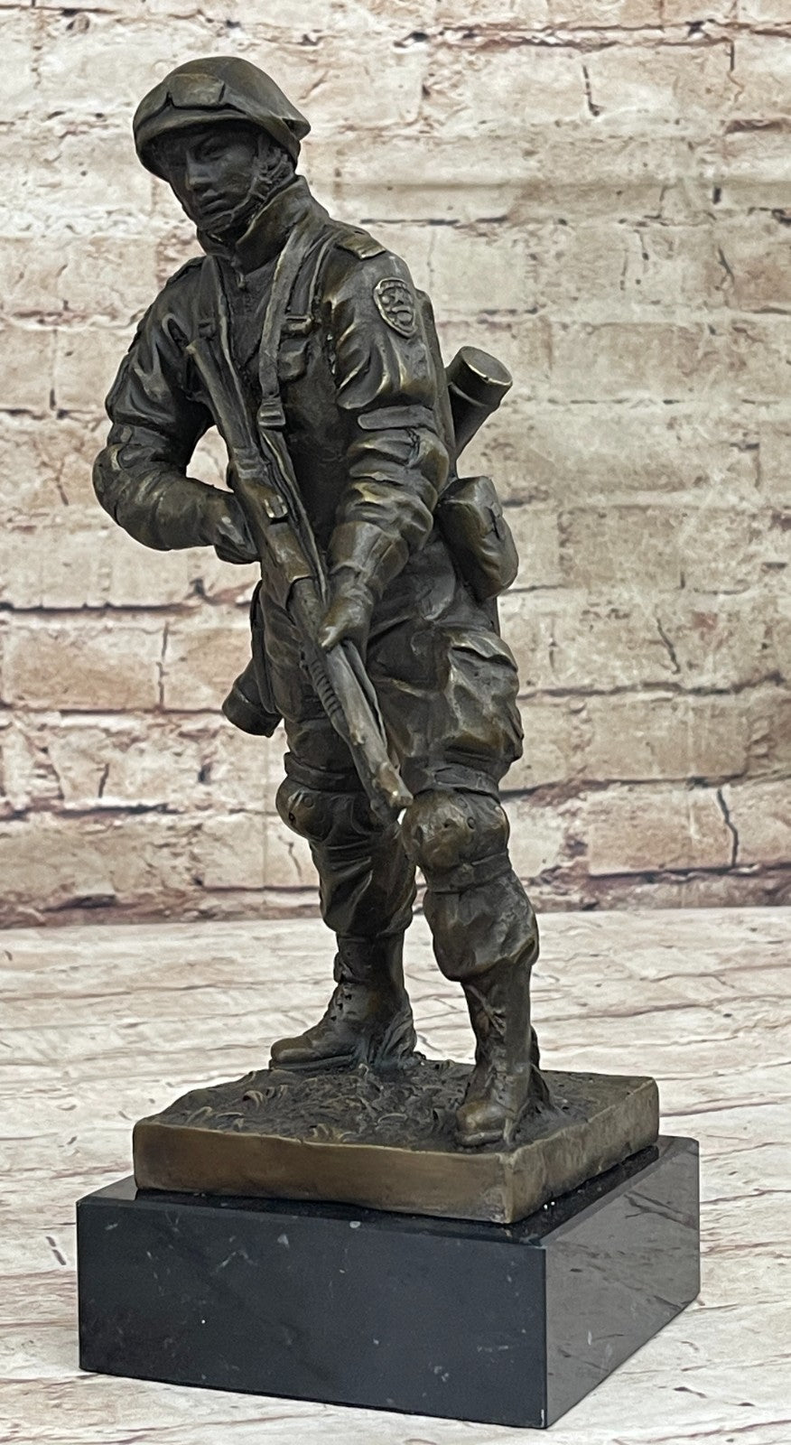 Milo`s Signed Soldier Sculpture: Bronze Artwork, Battle Field Figurine, Lost Wax Method