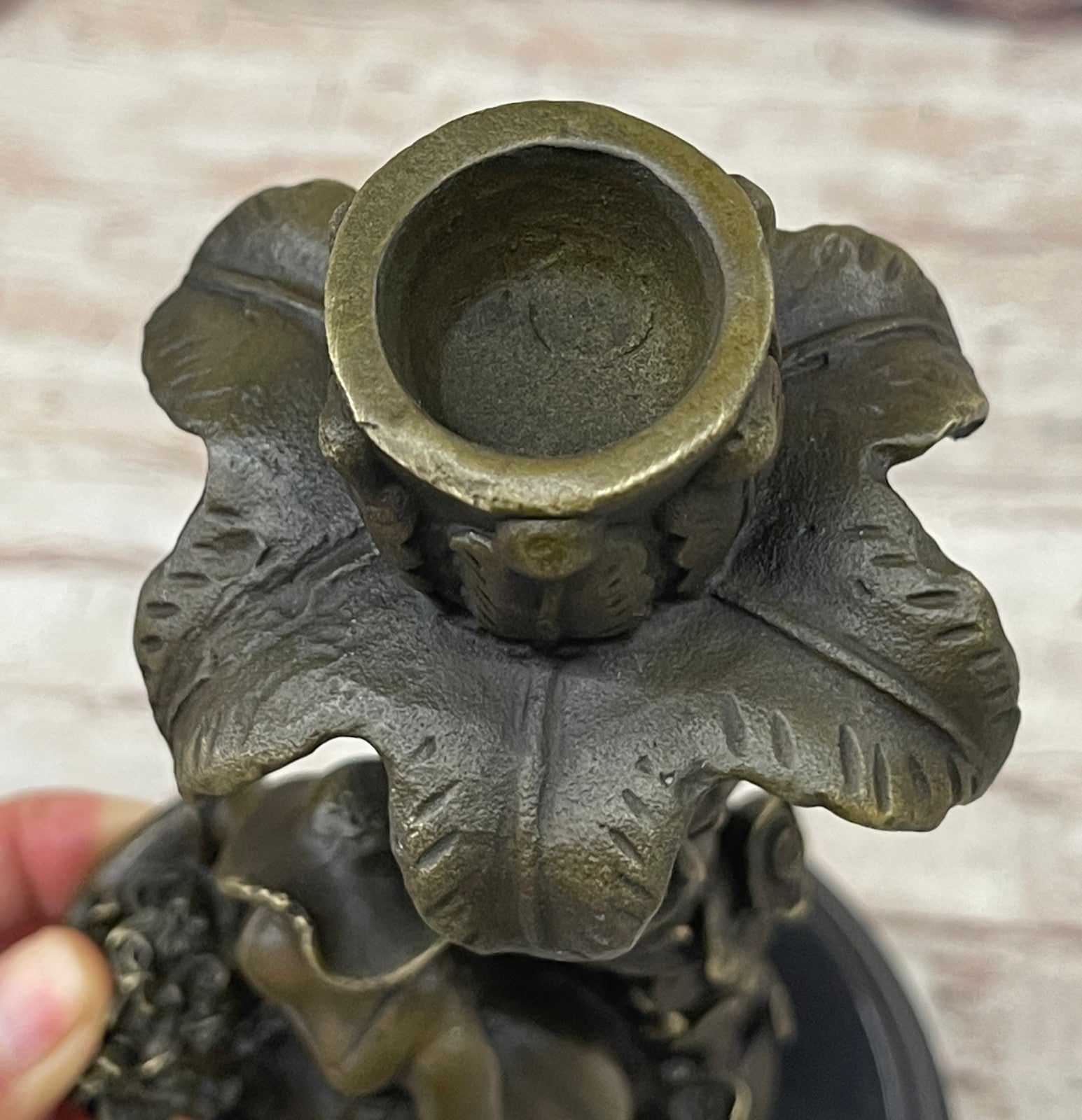 Art Deco Maiden Female Bronze Sculpture Candle Holder Home Decor