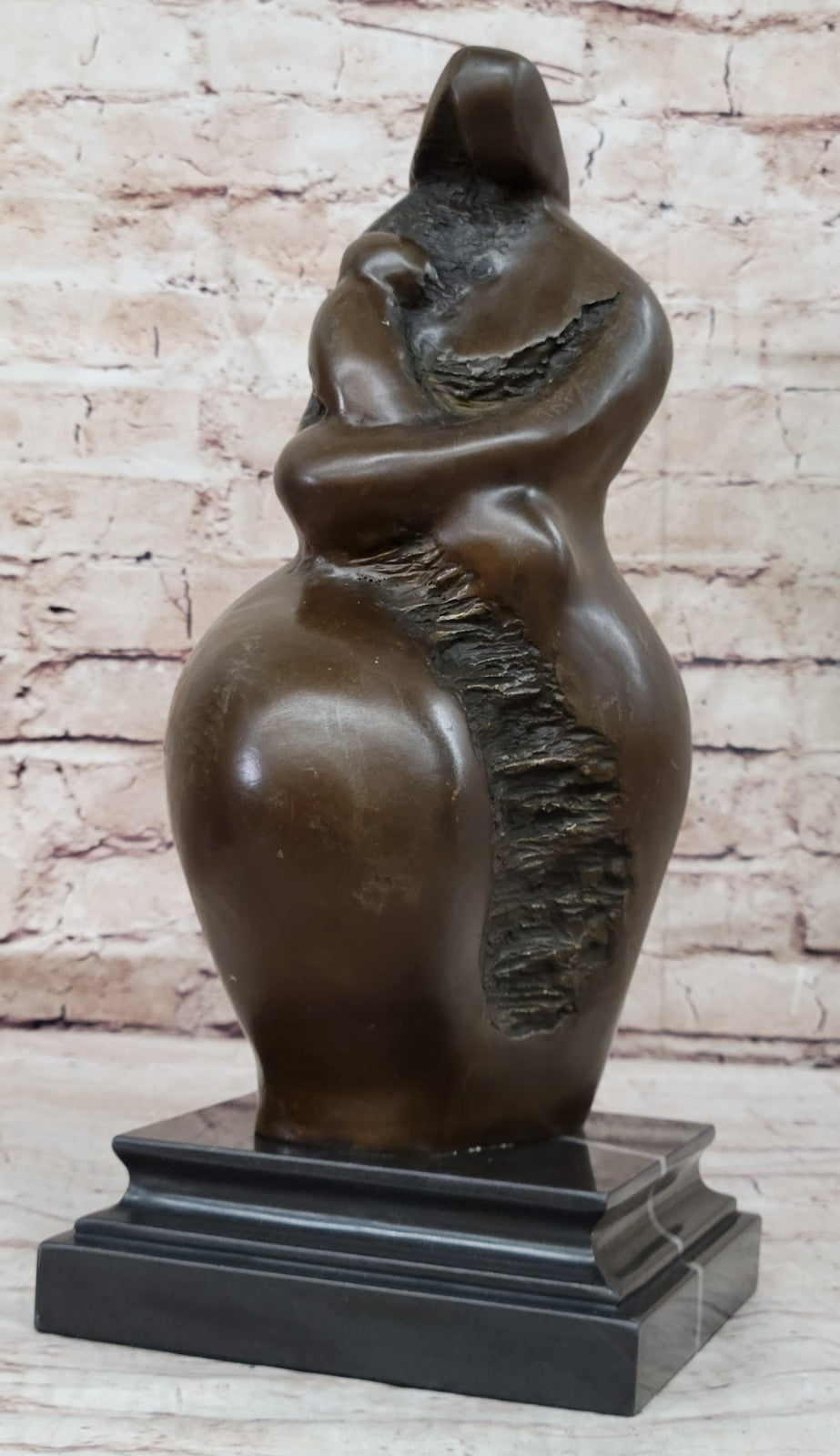 Hand Made Modern Style Mother and Child Bronze Statue, Botero Artwork, Lost Wax Method