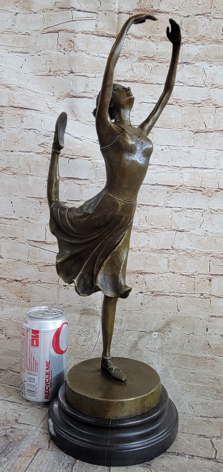 Bronze Ballet Sculpture - Ballerina Girl in Mid Dance Pose -48cm - Marble Base