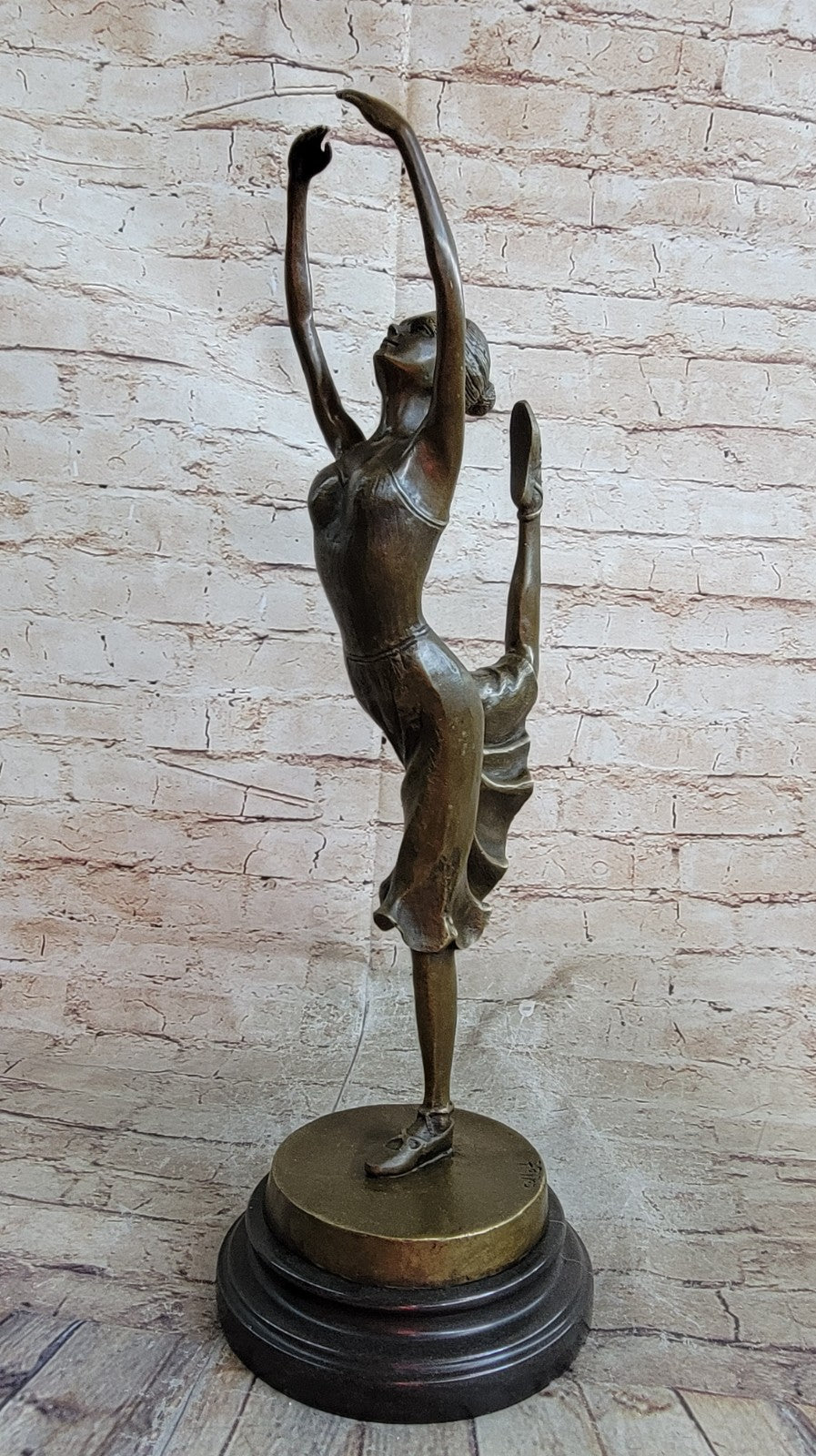 Bronze Ballet Sculpture - Ballerina Girl in Mid Dance Pose -48cm - Marble Base