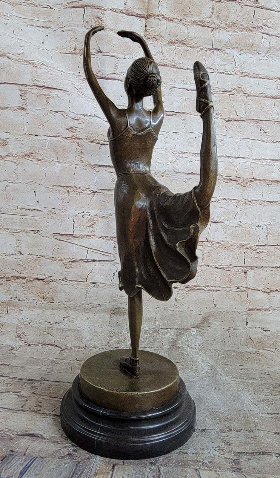 Bronze Ballet Sculpture - Ballerina Girl in Mid Dance Pose -48cm - Marble Base