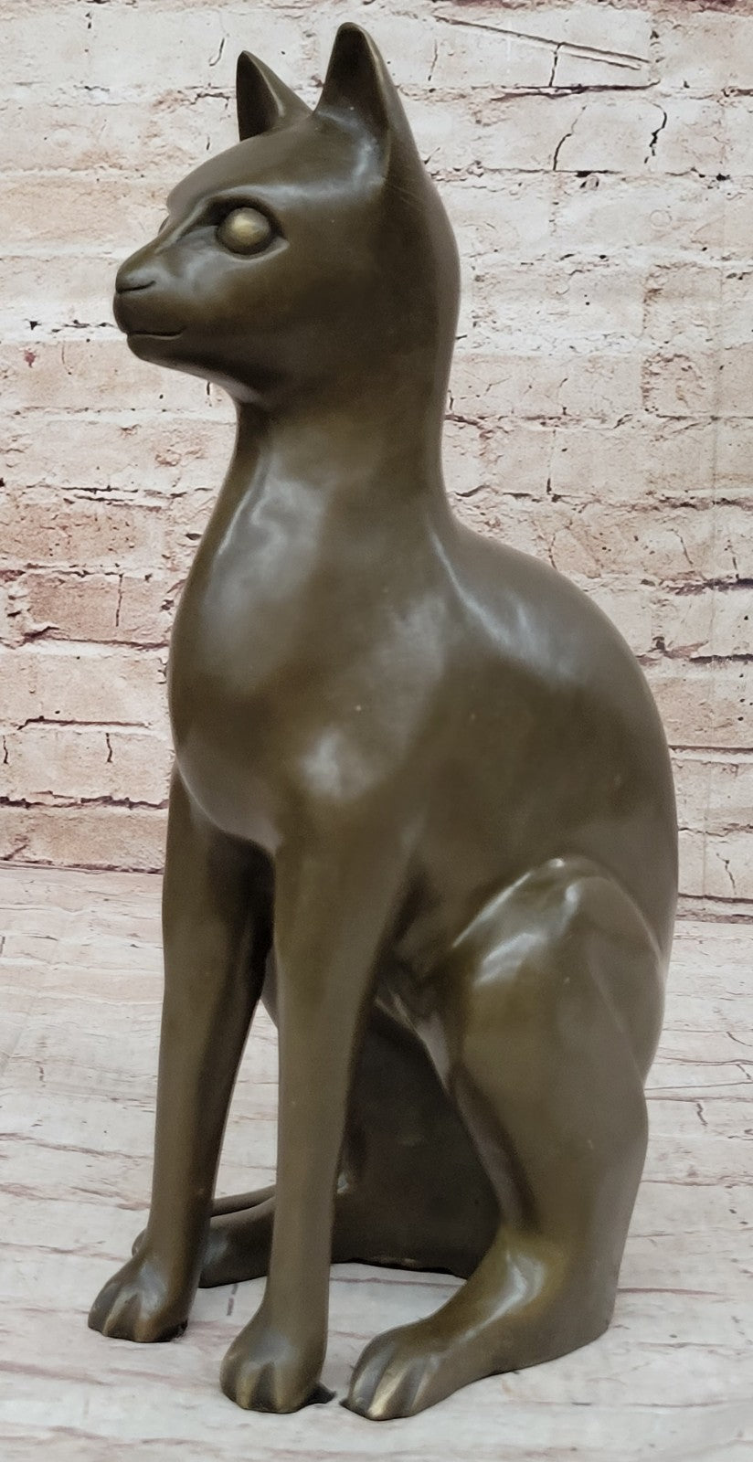 Fine Modern Art Bronze Egyptian Cat Statue by French Artist Moigniez Home Decor