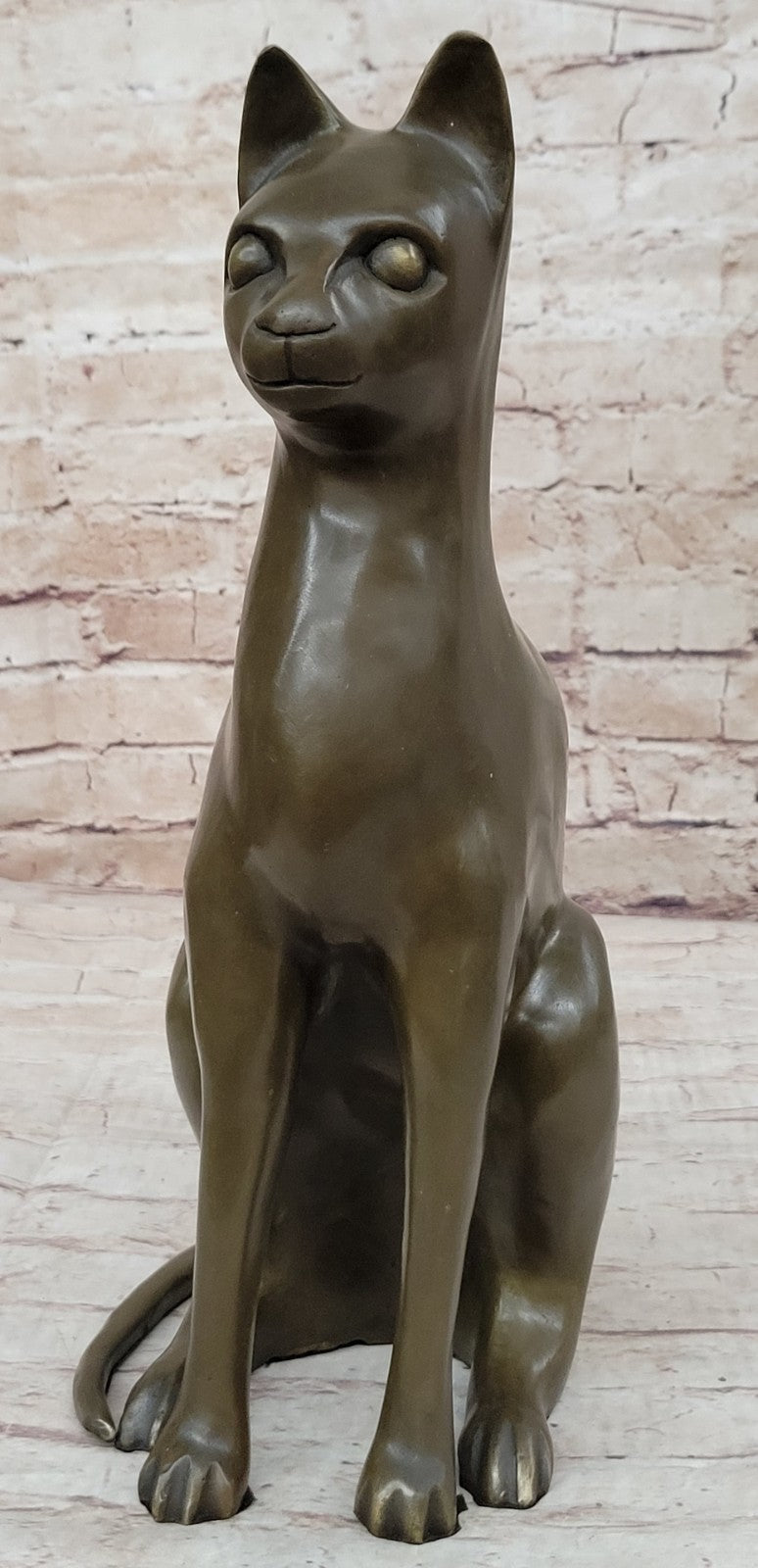 Fine Modern Art Bronze Egyptian Cat Statue by French Artist Moigniez Home Decor