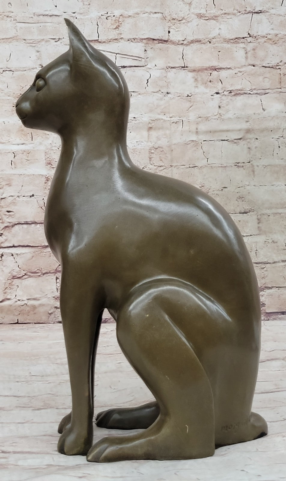 Fine Modern Art Bronze Egyptian Cat Statue by French Artist Moigniez Home Decor