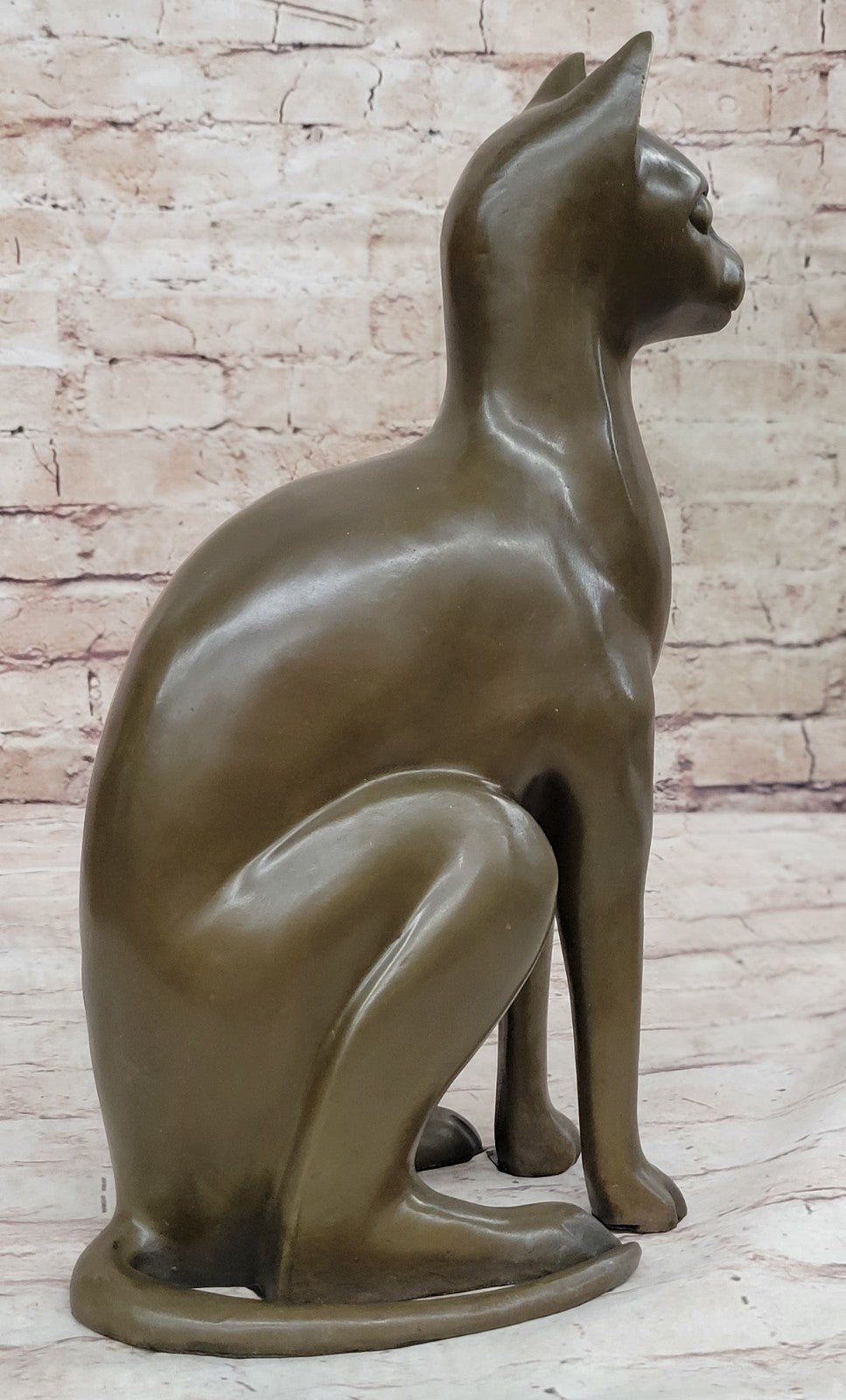 Fine Modern Art Bronze Egyptian Cat Statue by French Artist Moigniez Home Decor