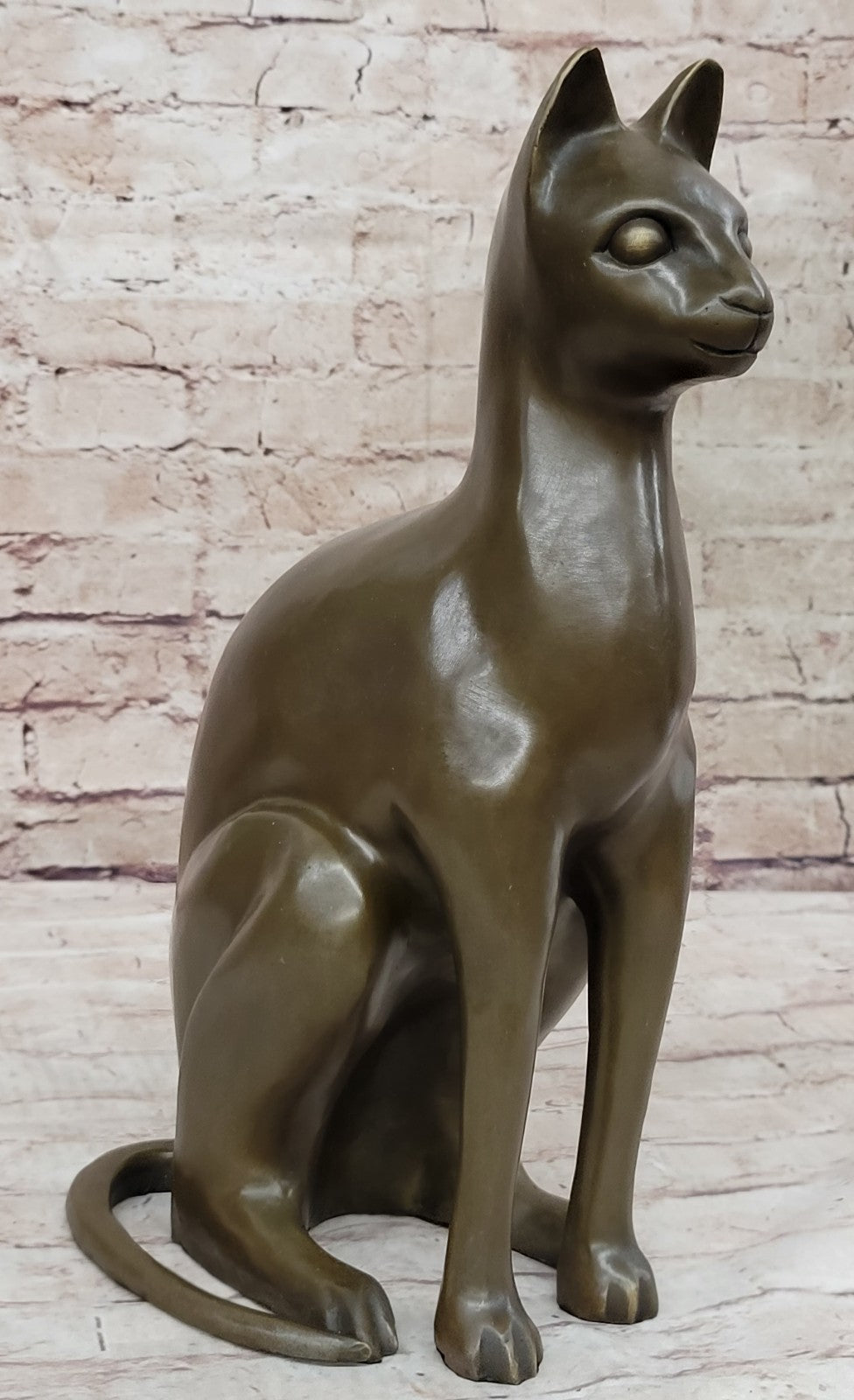 Fine Modern Art Bronze Egyptian Cat Statue by French Artist Moigniez Home Decor